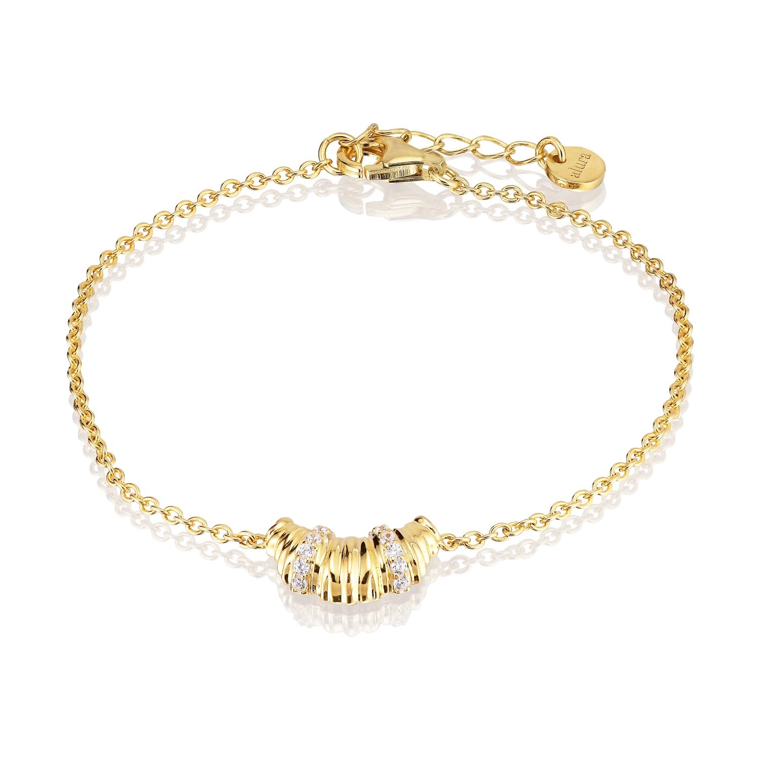 Alura Copenhagen Jewellery Women's Gold Grace Croissant Bracelet With Zircons In Gold