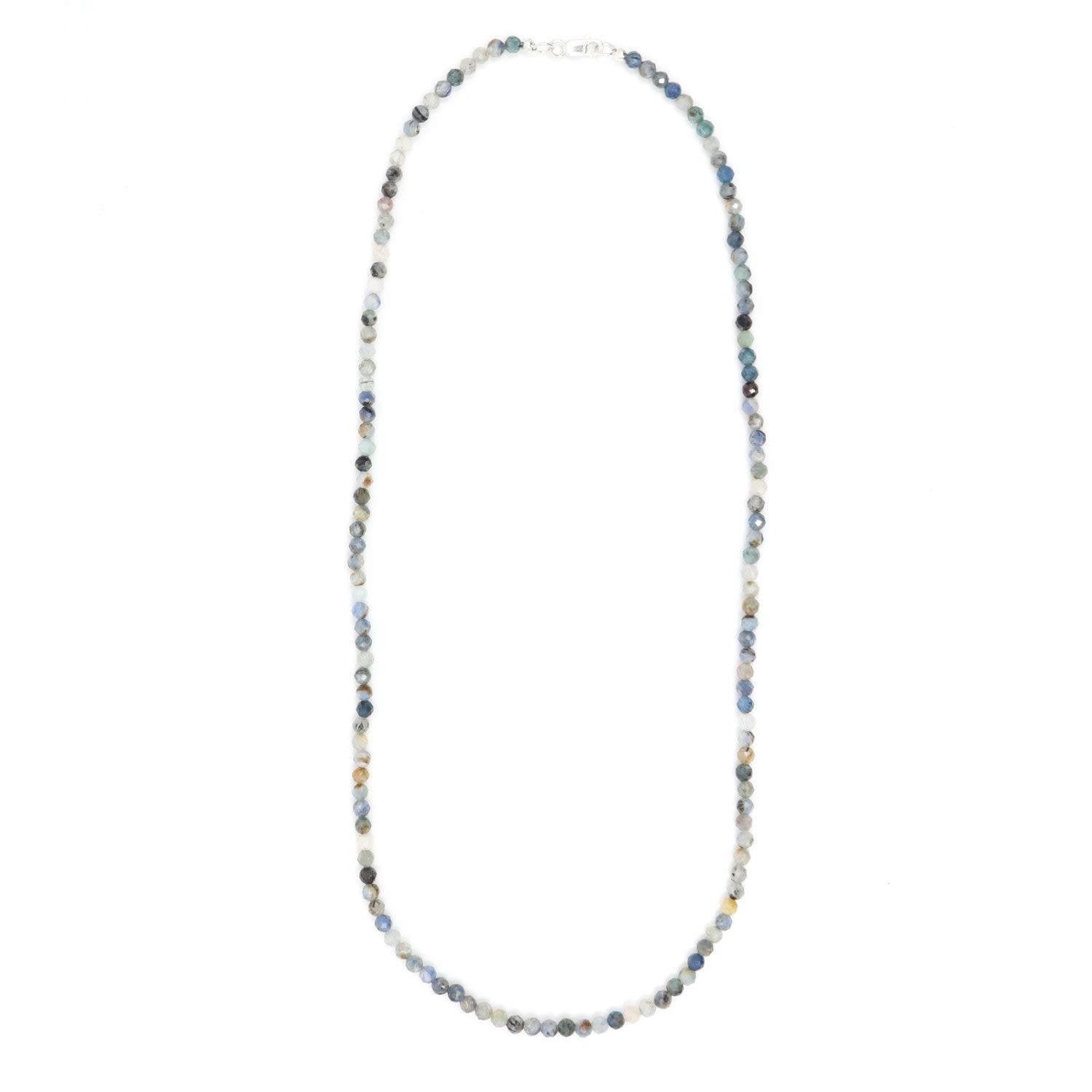 Shar Oke Men's Blue / Silver Blue Kyanite Beaded Necklace In Multi