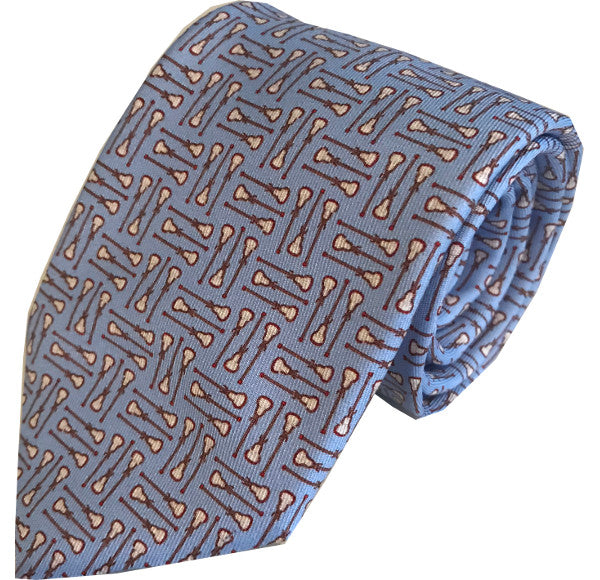 Lazyjack Press Men's Blue Playing The Field Lacrosse Tie In Blue