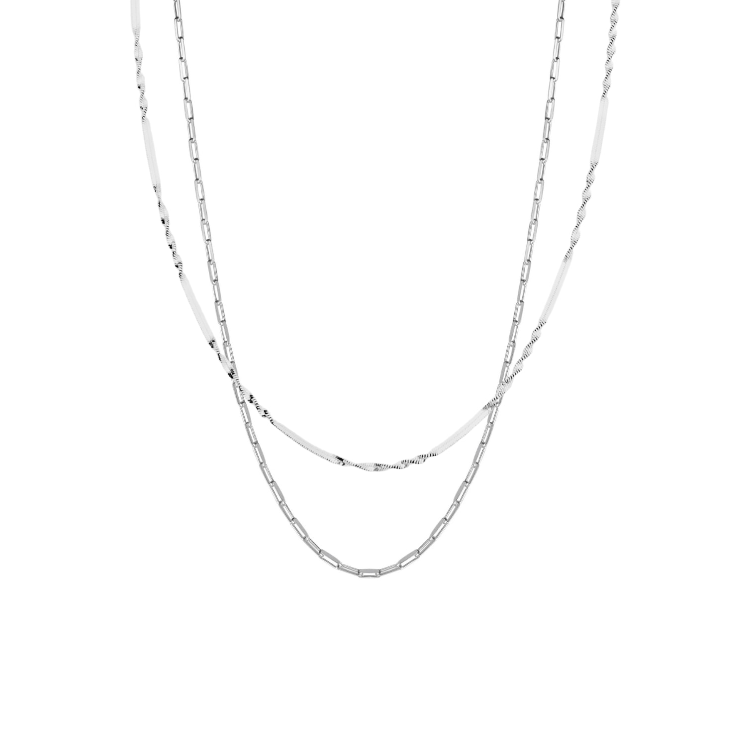 Spero London Women's Semi Twisted & Paperclip Chain Sterling Silver Layering Necklace Set - Silver In Silver