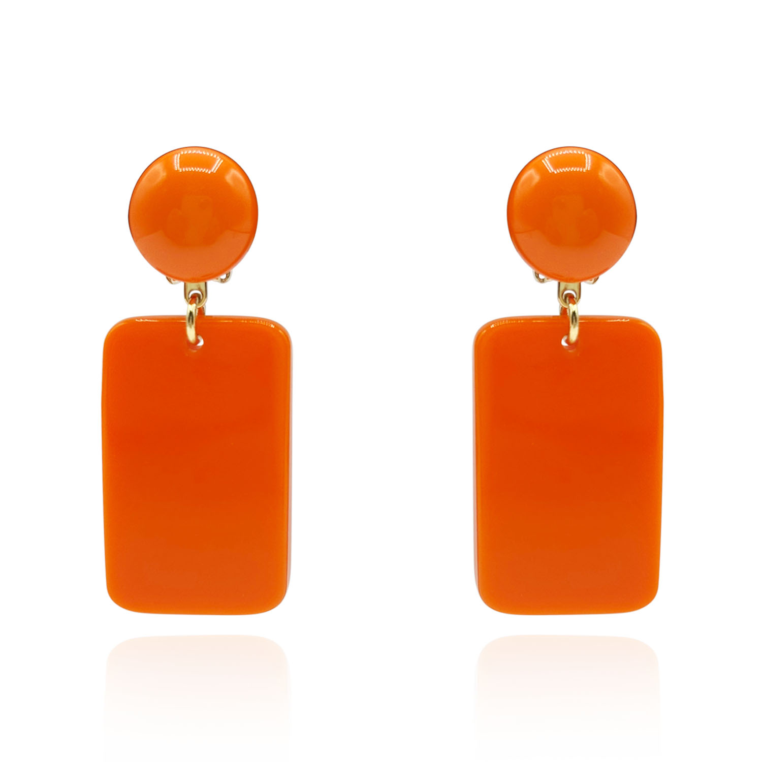 Michael Nash Jewelry Women's Yellow / Orange Italian Resin Clip On Drop Earrings - Bright Orange