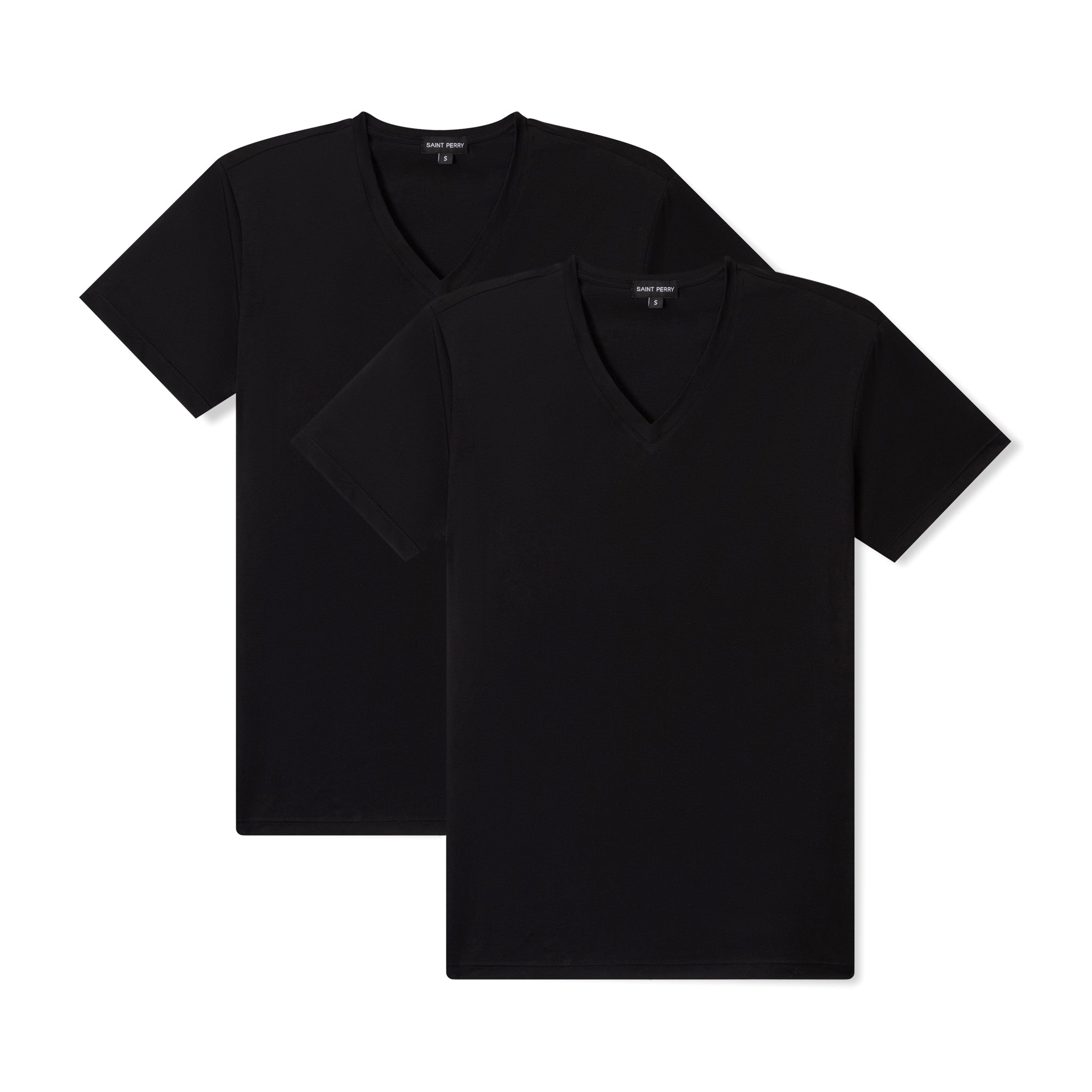 Men’s V-Neck Black T-Shirt Two Pack Medium Saint Perry