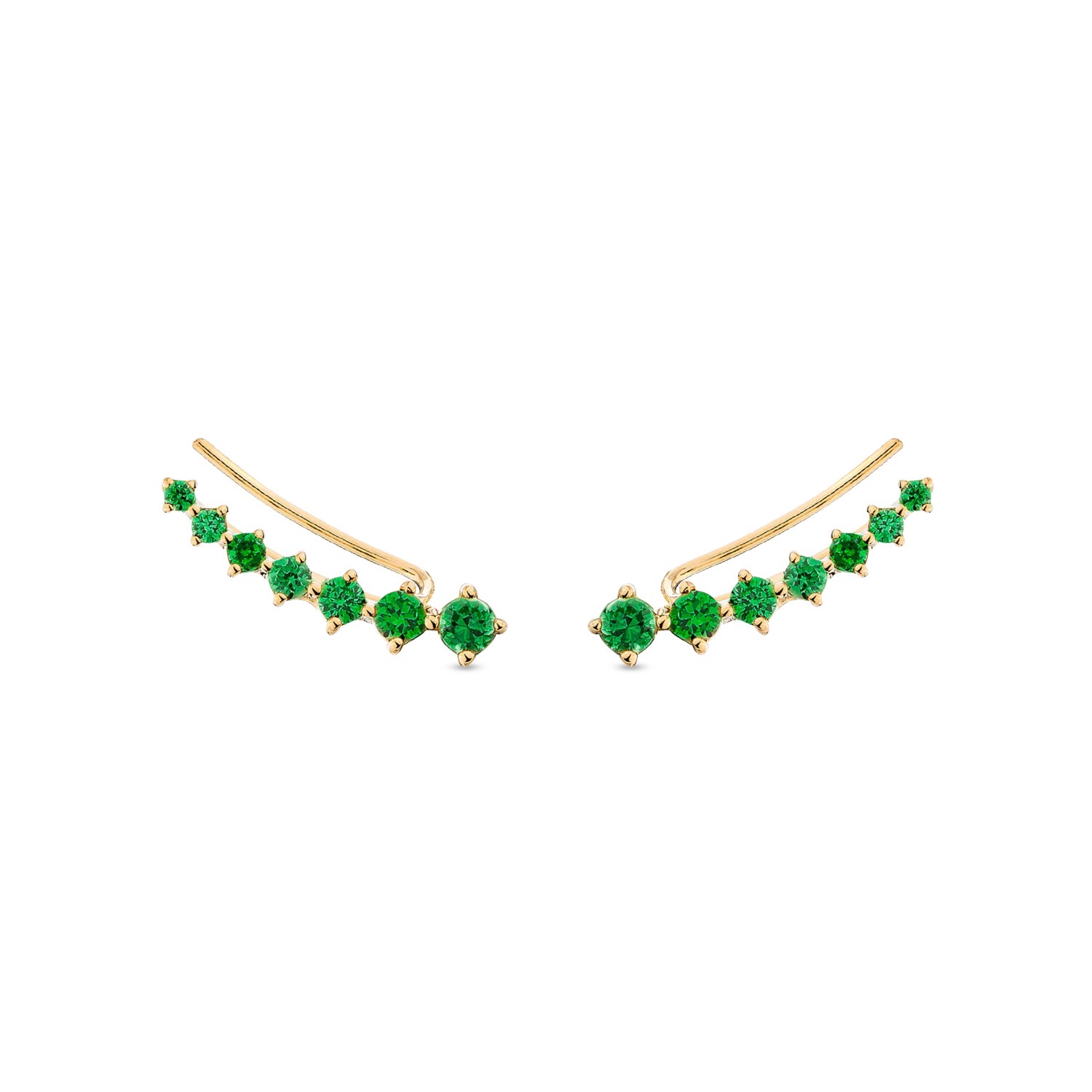 Sally Skoufis Women's Gold / Green Pure Ear Climber With Man Made Emeralds In Yellow Gold