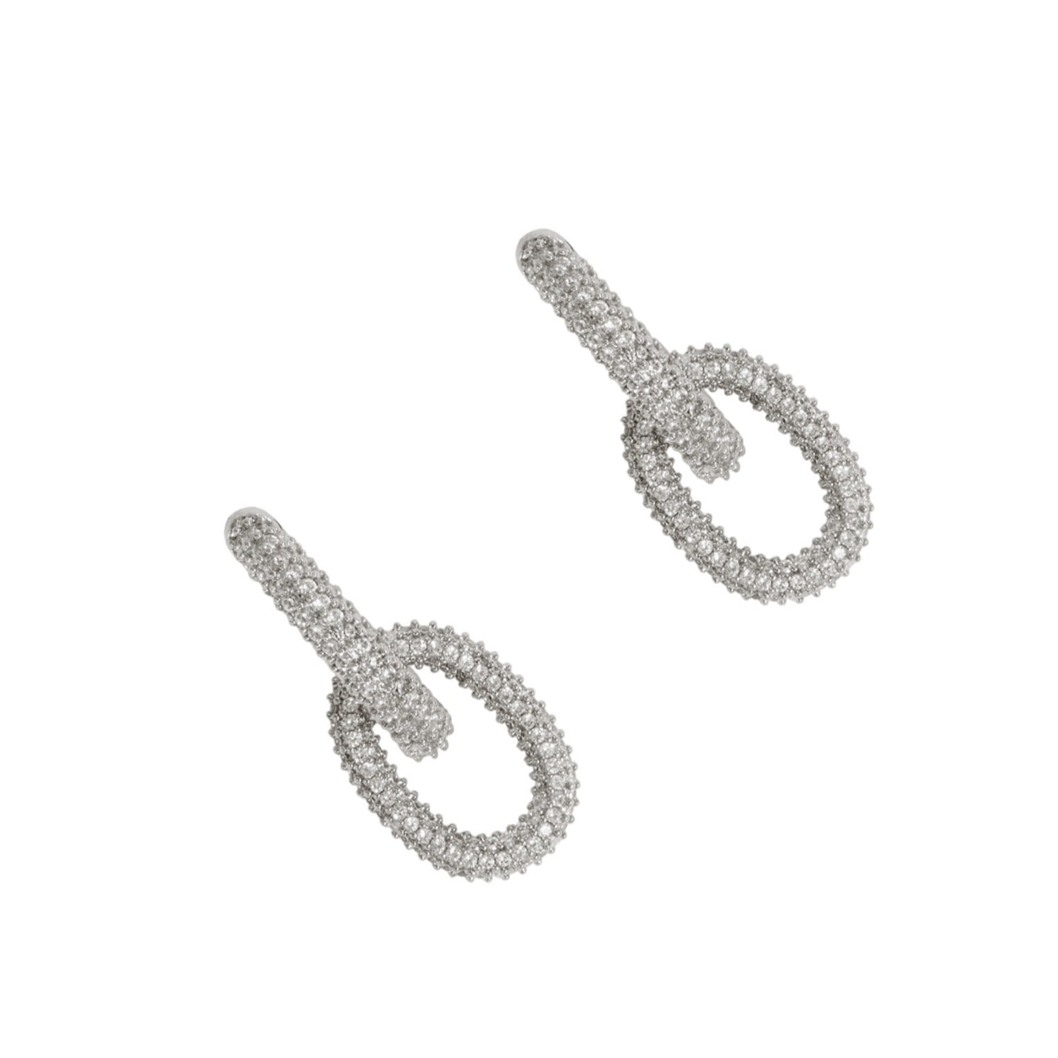 Drae Collection Women's Oval Link Pavé Pendant Hoops Silver