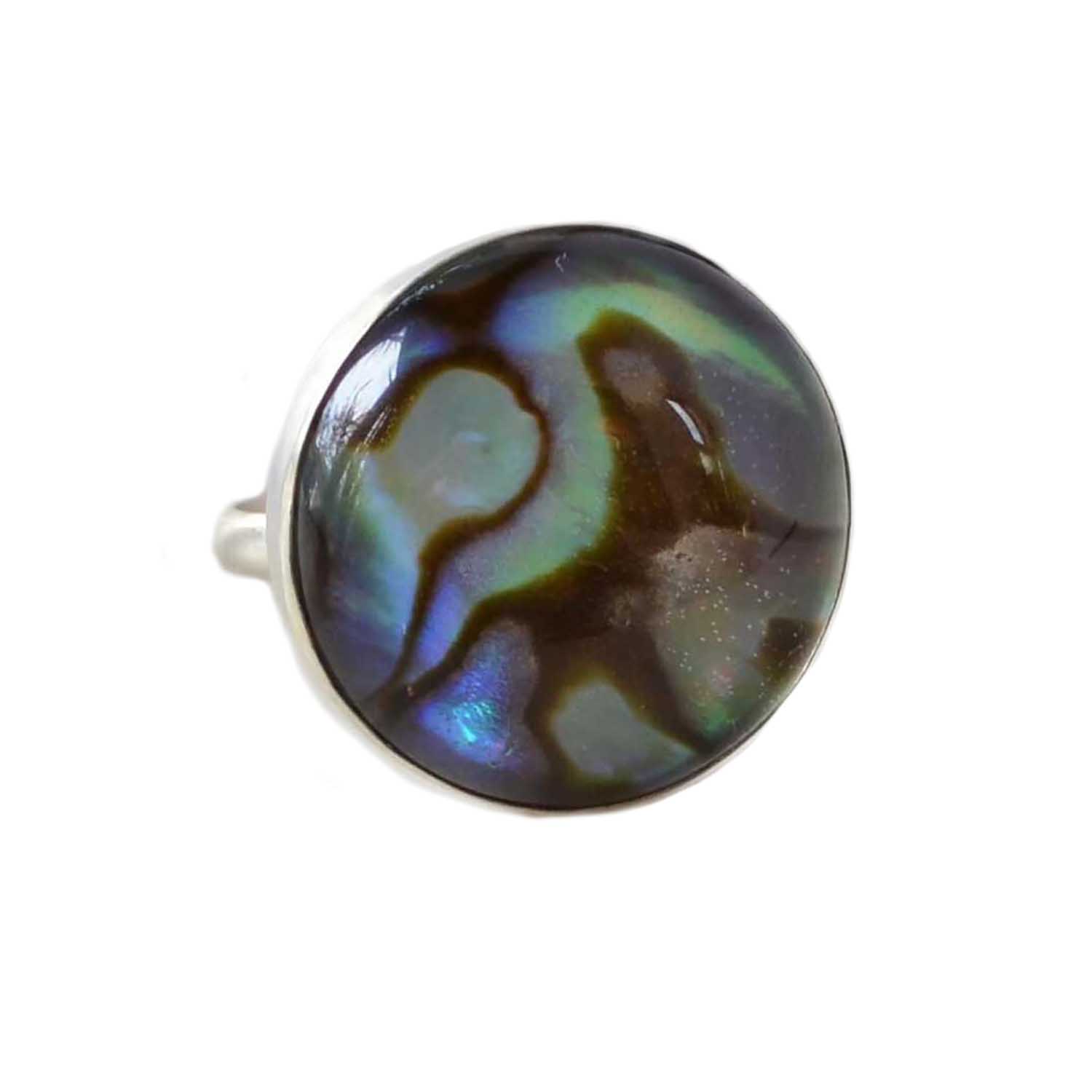 Glamrocks Jewelry Women's Crystal Abalone Shell Sterling Silver Ring In Silver