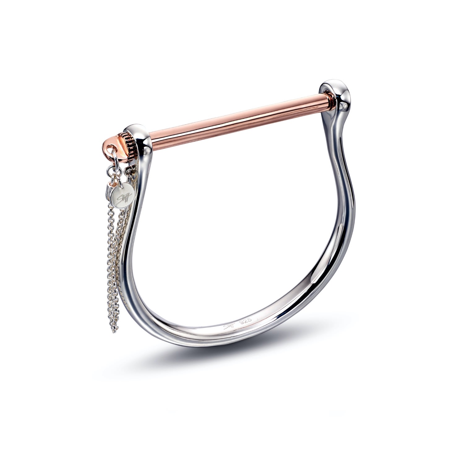 Women’s Silver / Rose Gold Silver & Rose Gold Vermeil Soho Stirrup Bangle Steff Jewellery