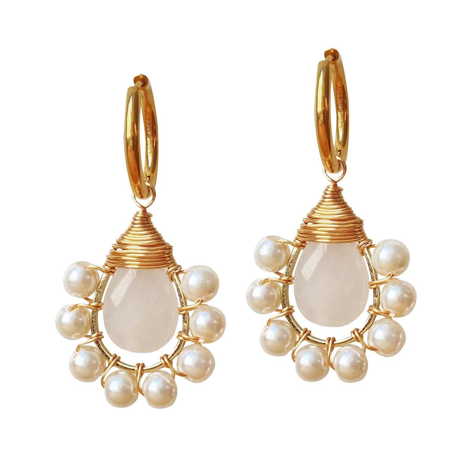 Women’s Gold / White Earrings Pearly Smilla Brav