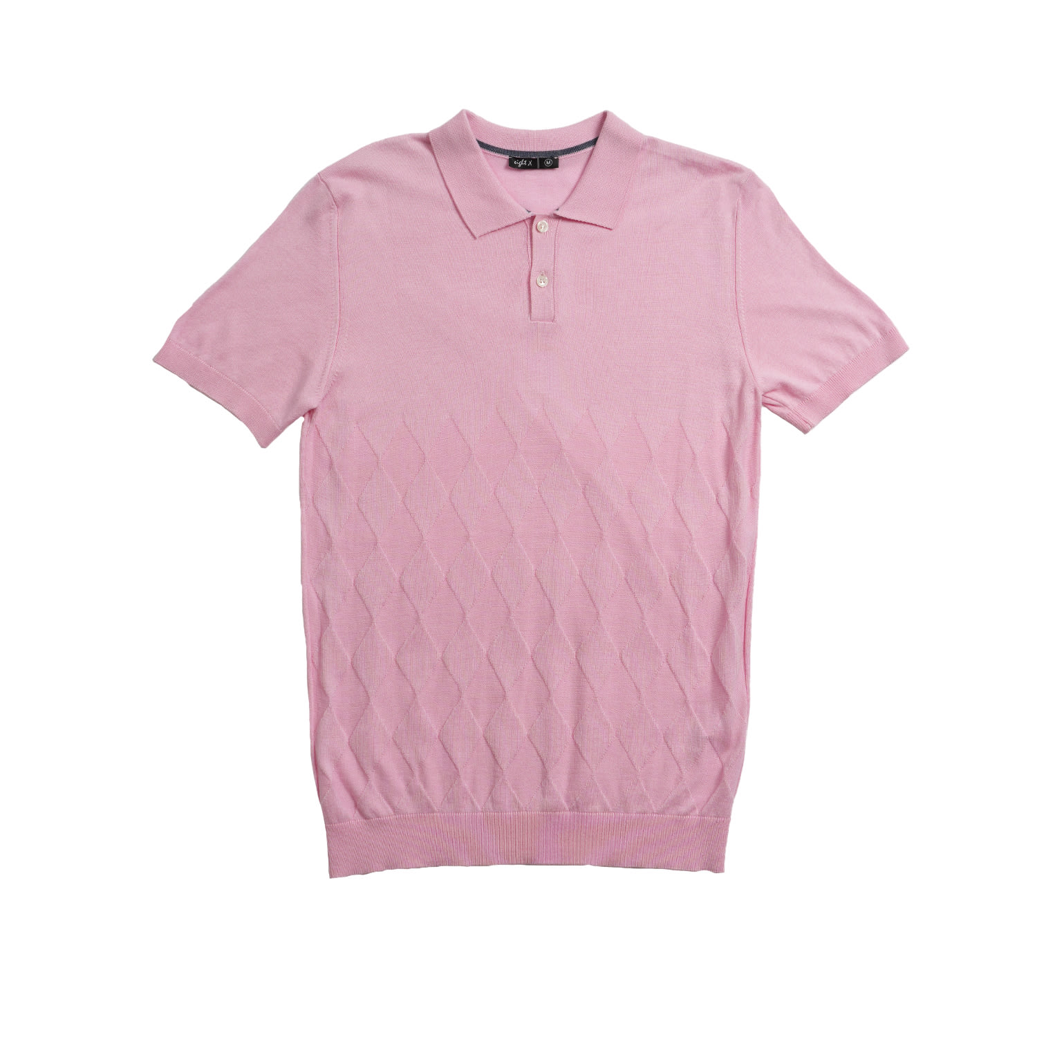 Eight X Men's Pink / Purple Argyle Solid Knit Polo - Pink