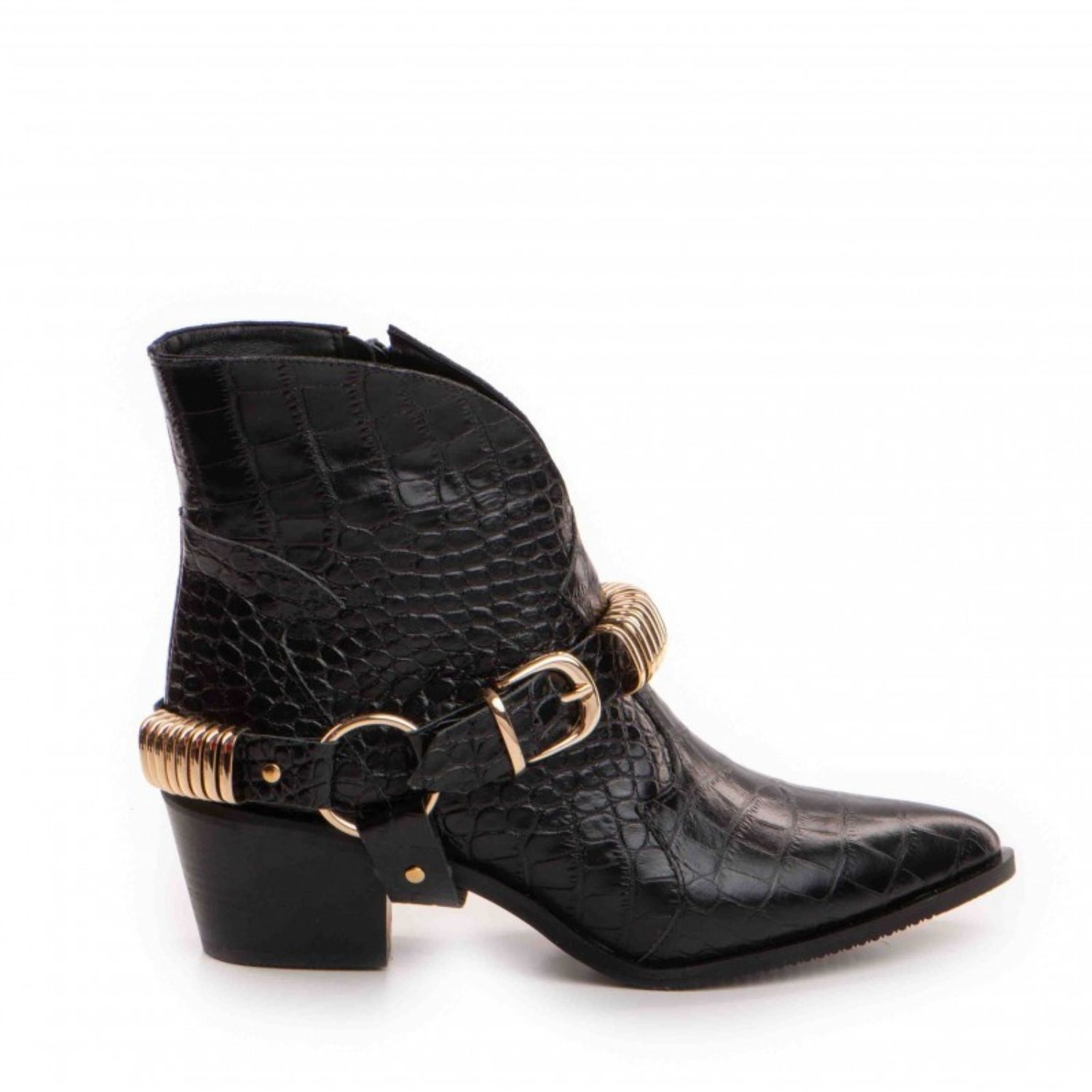 The 5th Element Women's Bronx Western Boots – Black Croco Leather In Black