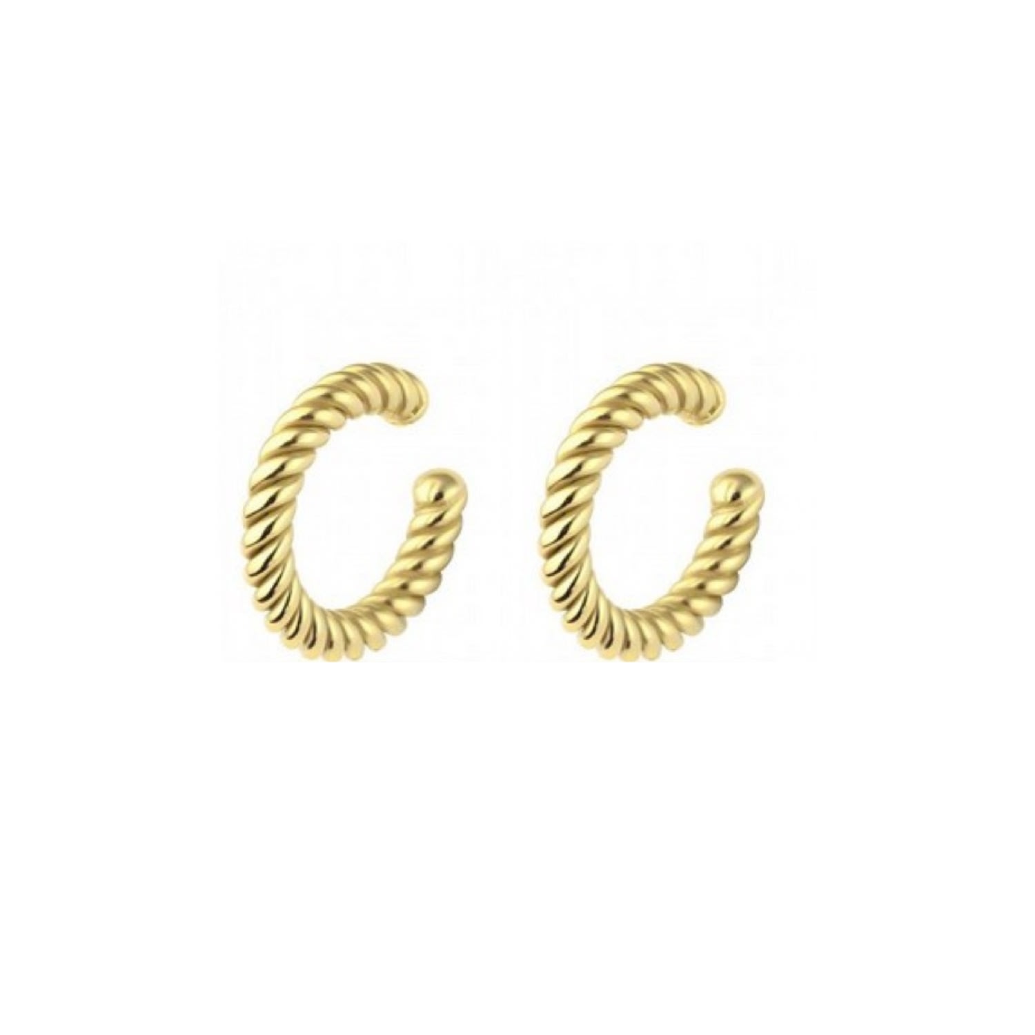 Spero London Women's Twisted Sterling Silver Ear Cuff No Piercing - Pair - Gold In Gold