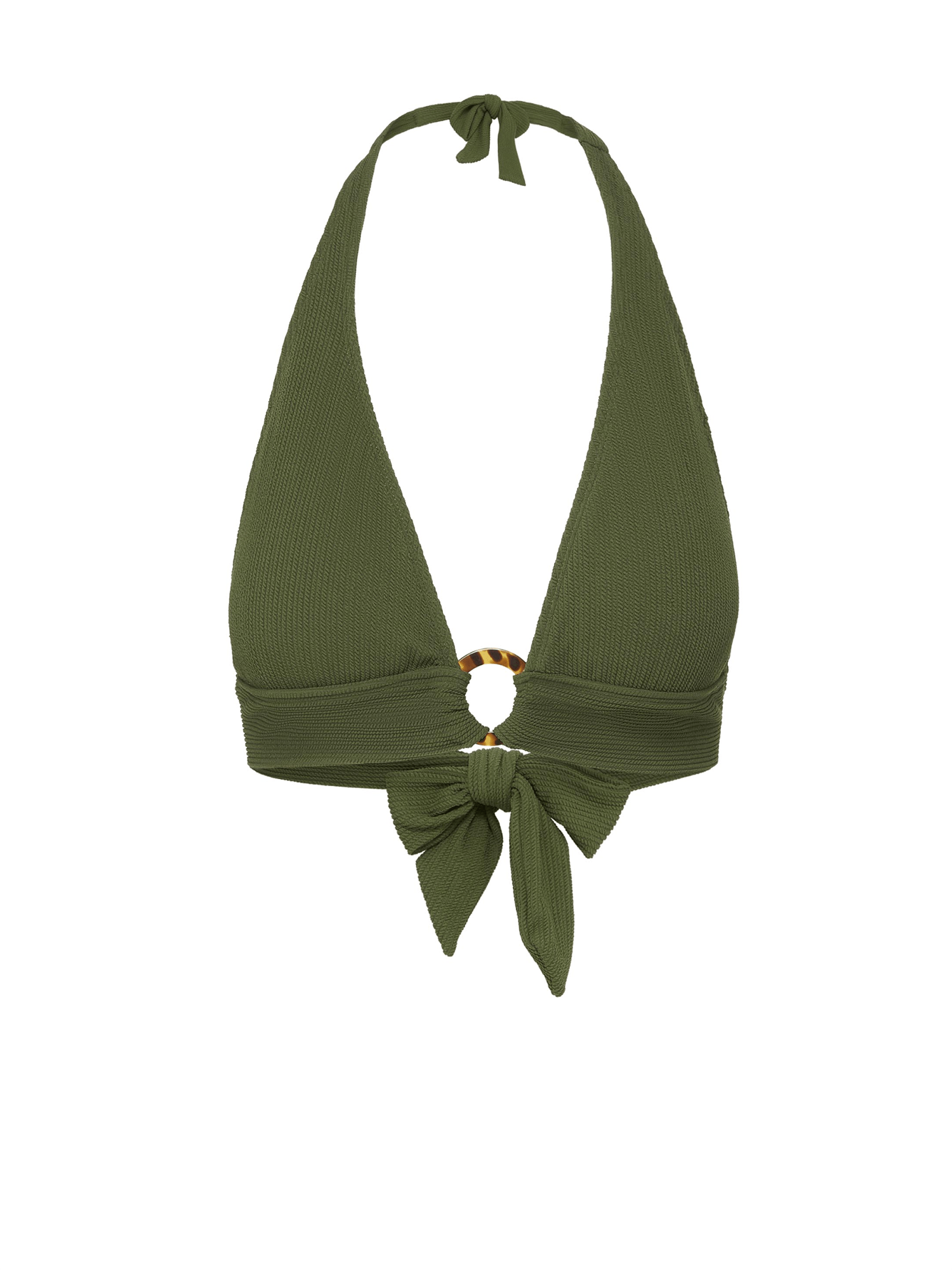 Change Of Scenery Women's Green Erin Ring Halter Top In Olive Textured Stripe In Green