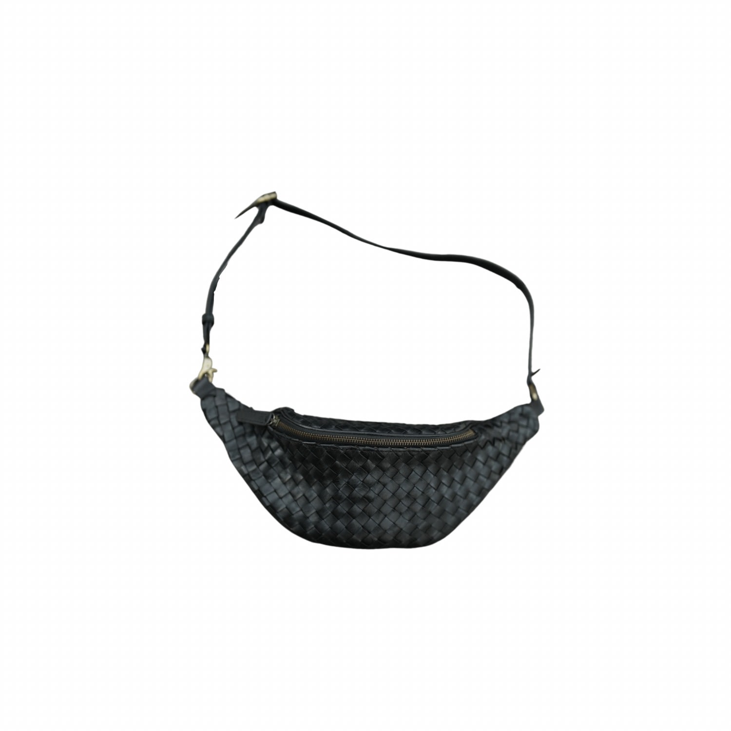 Pink Haley Women's Makayla Handwoven Leather Fanny Pack In Black In Black