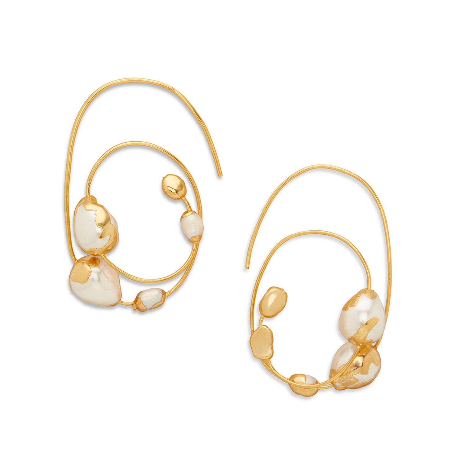 Women’s Gold Zuri Hoop Earrings With Baroque Pearls Dhwani Bansal