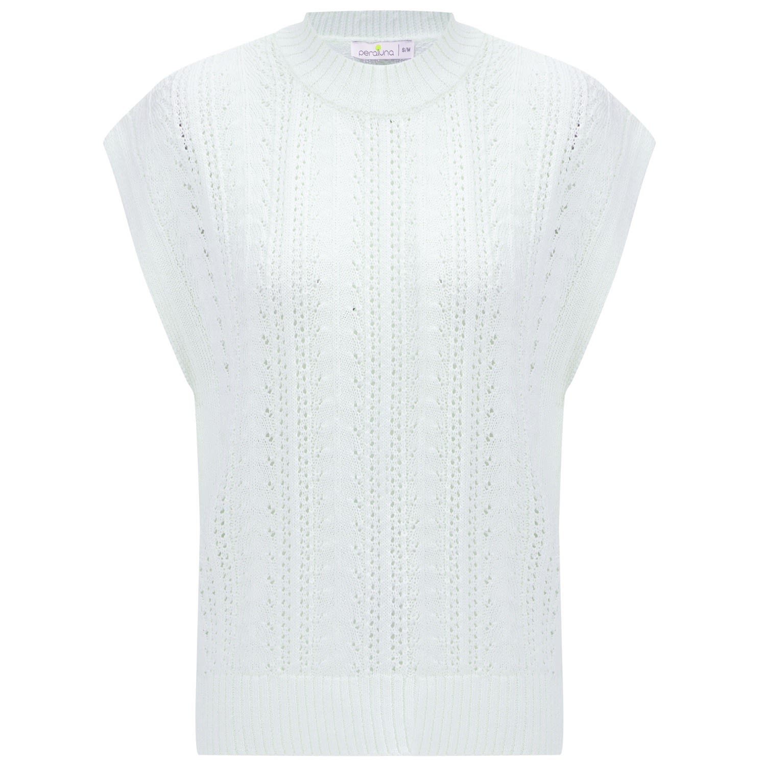 Peraluna Women's White Sima O-neck Openwork Knit Blouse In Ecru In White