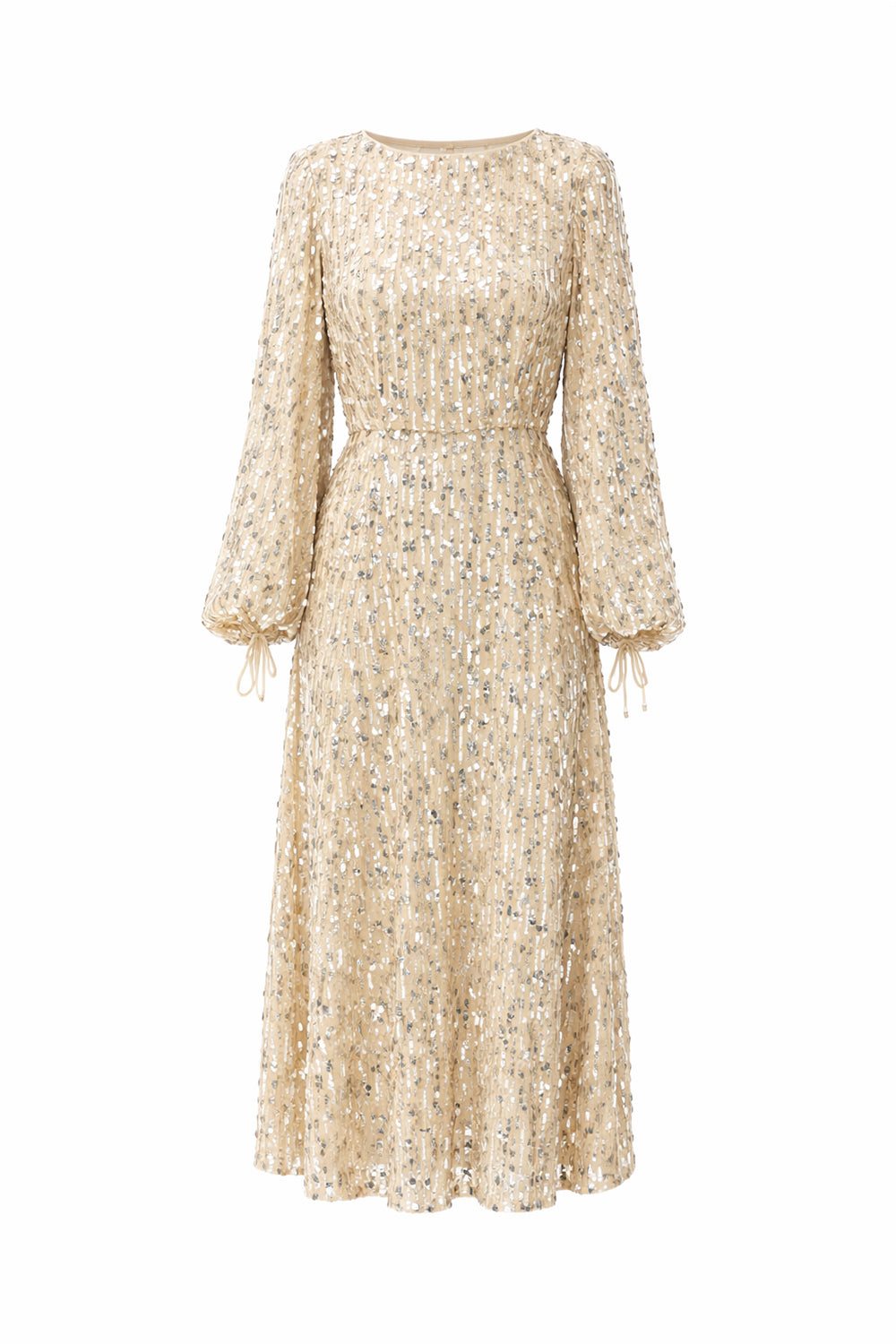 Women's Neutrals Regular Sequin Detailed Midi Anatole Dress