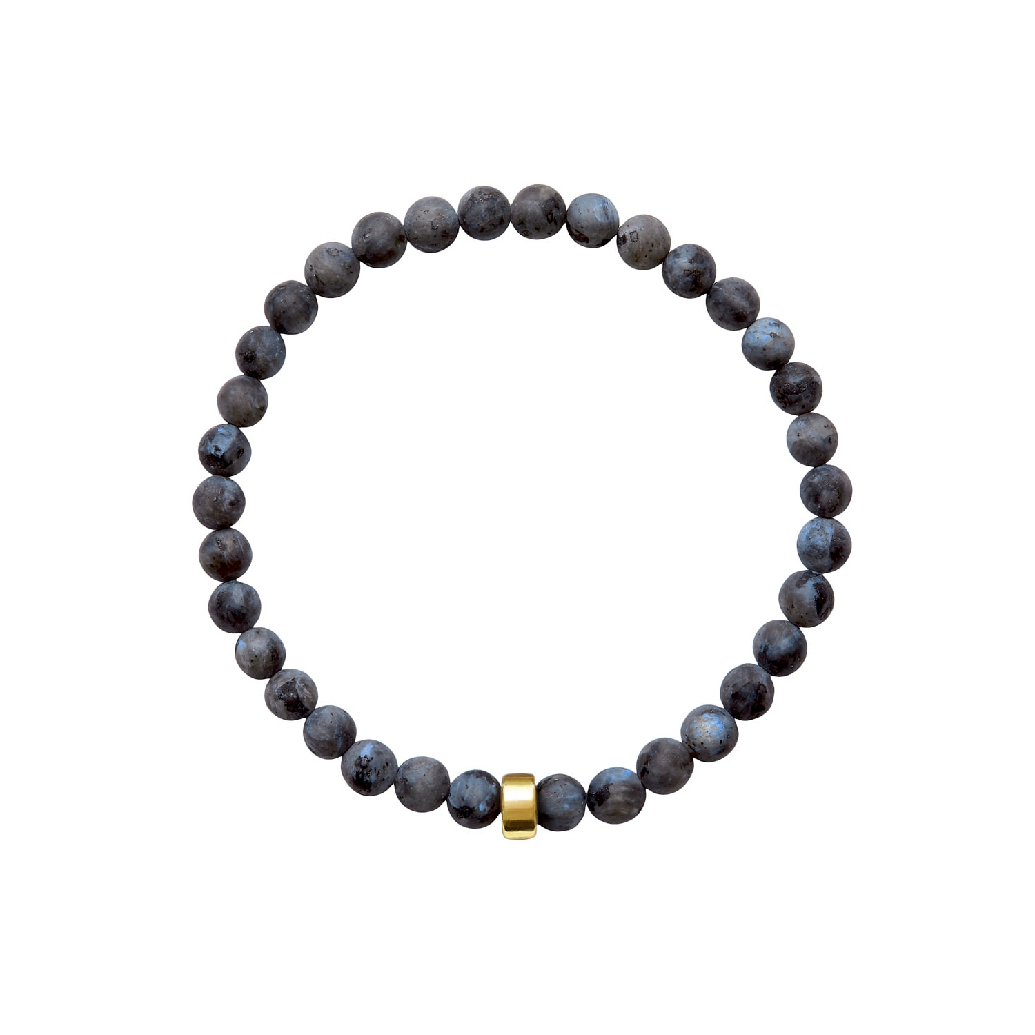 Gold / Grey / Blue Aro Men’s Larvikite Bracelet Gold Bead Ora Pearls