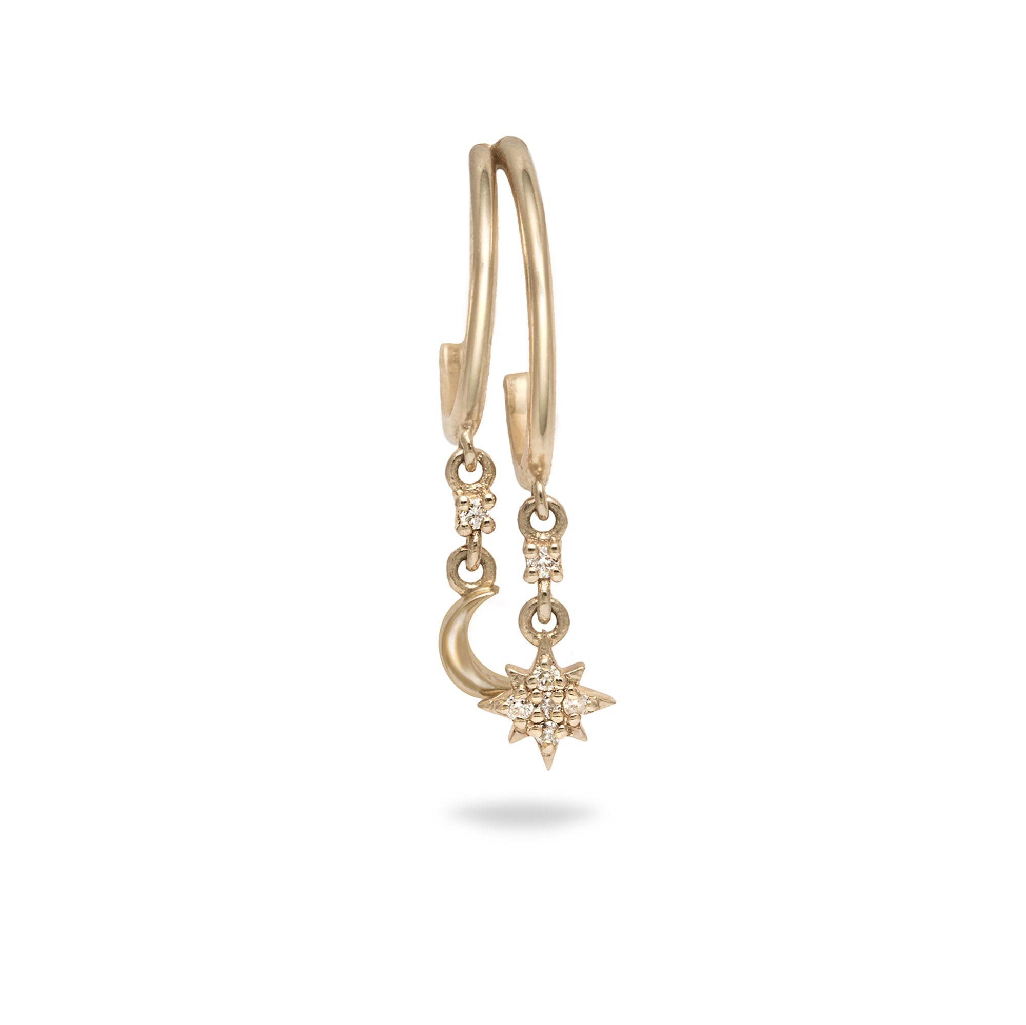 Zohreh Women's Celestial Diamond Charm Hoop Earring 9k Gold In Gold