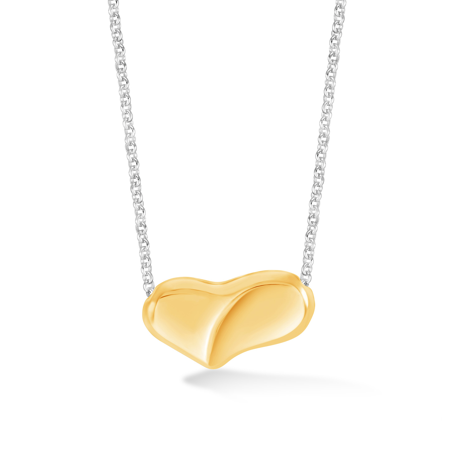 Dower & Hall Women's Gold / Silver Puff Heart Pendant In Two Tones
