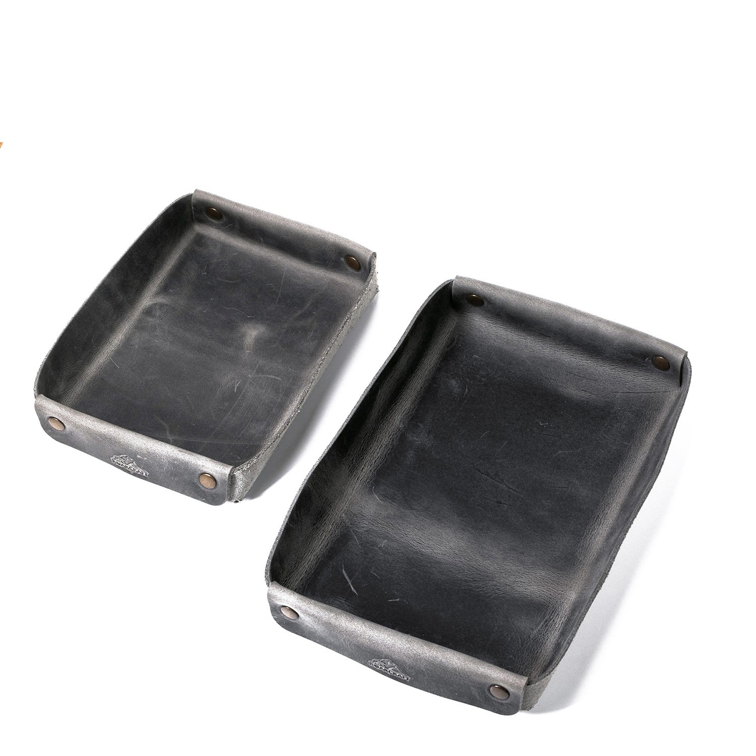 Roarcraft Leather Valet Tray - Set Of 2 - Grey In Multi