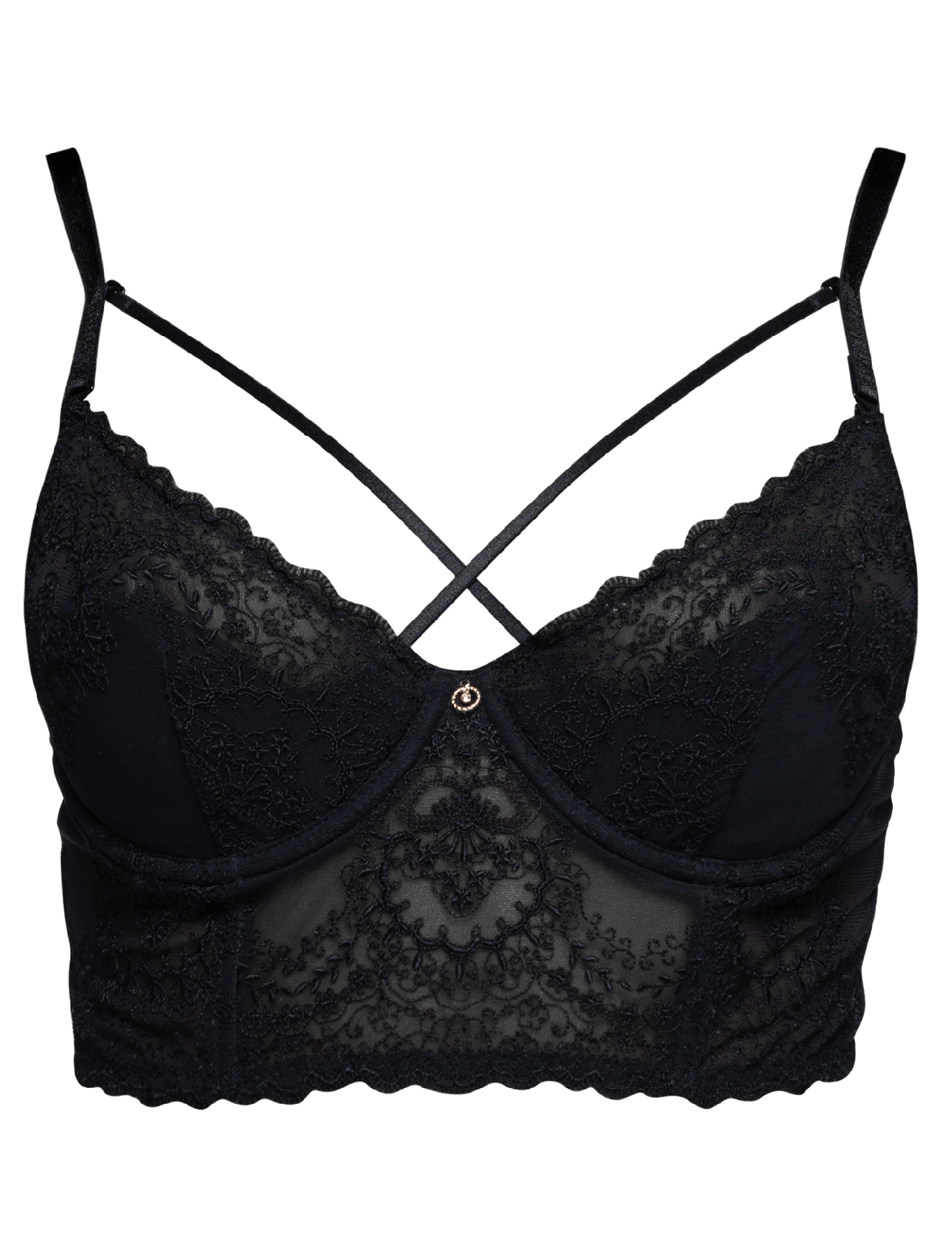Bonbon Lingerie Women's Black Mara Wide Lace Underwired Bra In Black