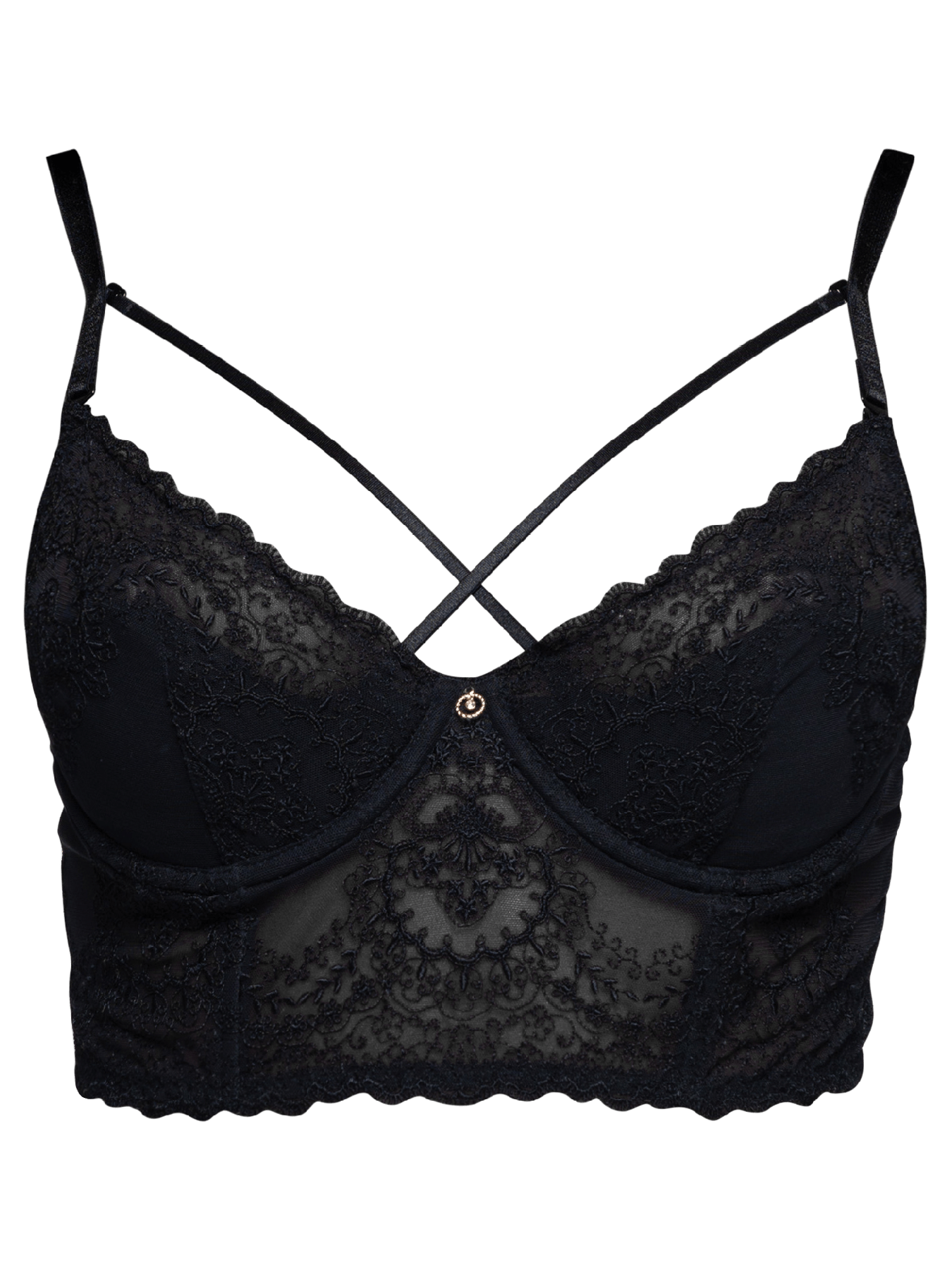 Women’s Black Mara Wide Lace Underwired Bra 32B Bonbon Lingerie