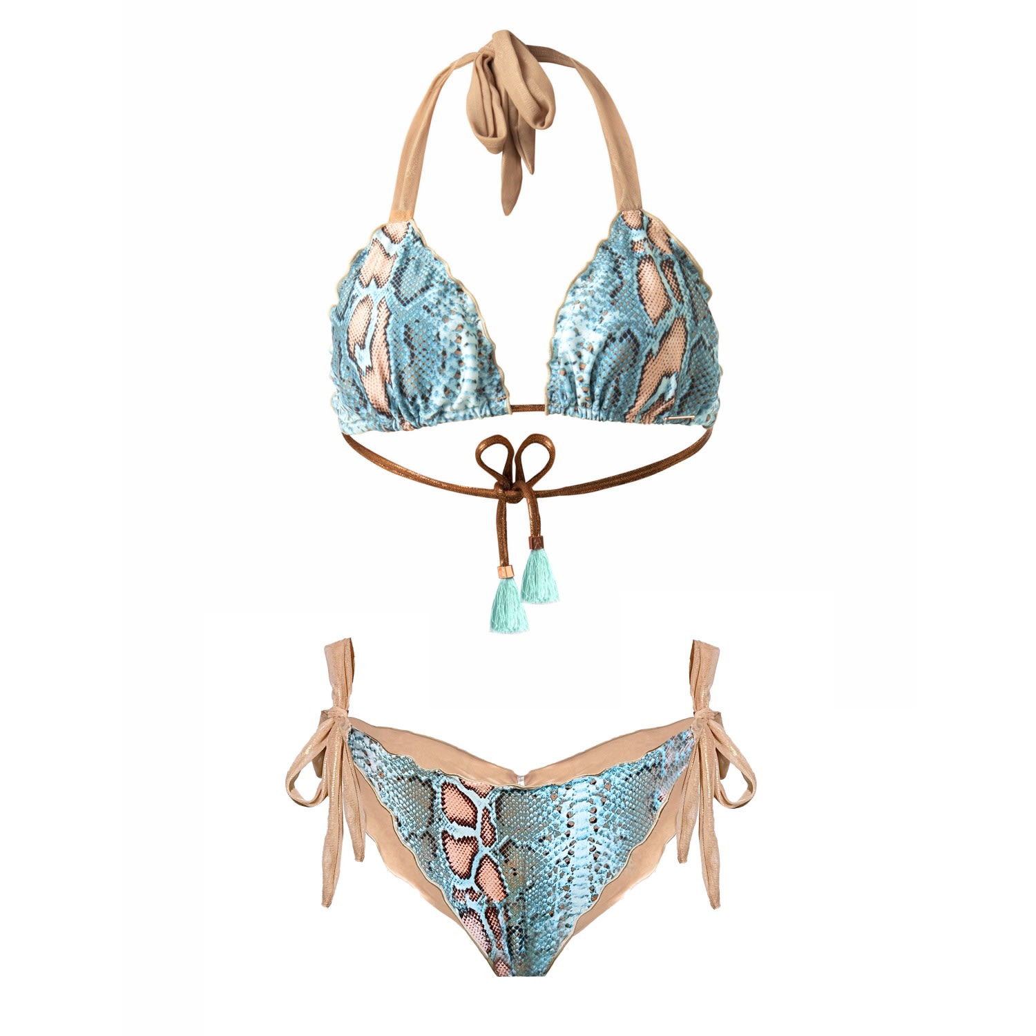 Women’s Blue / Gold Ibiza Turquoise Blue Animal Print Bikini Georgia Estelle Salinas Large Elin Ritter Ibiza