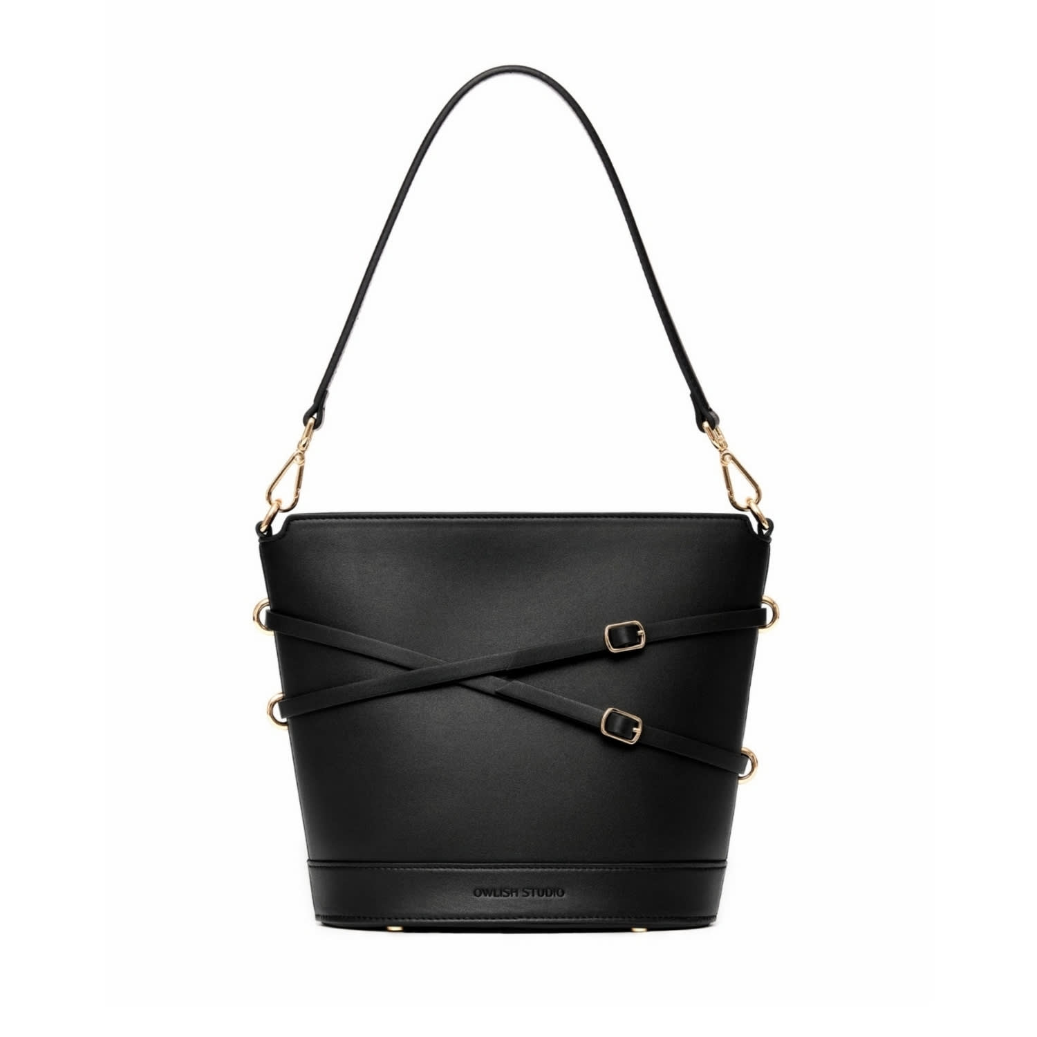 Owlish Studio Women's Glacier Vegan Leather Bucket Bag - Black In Black