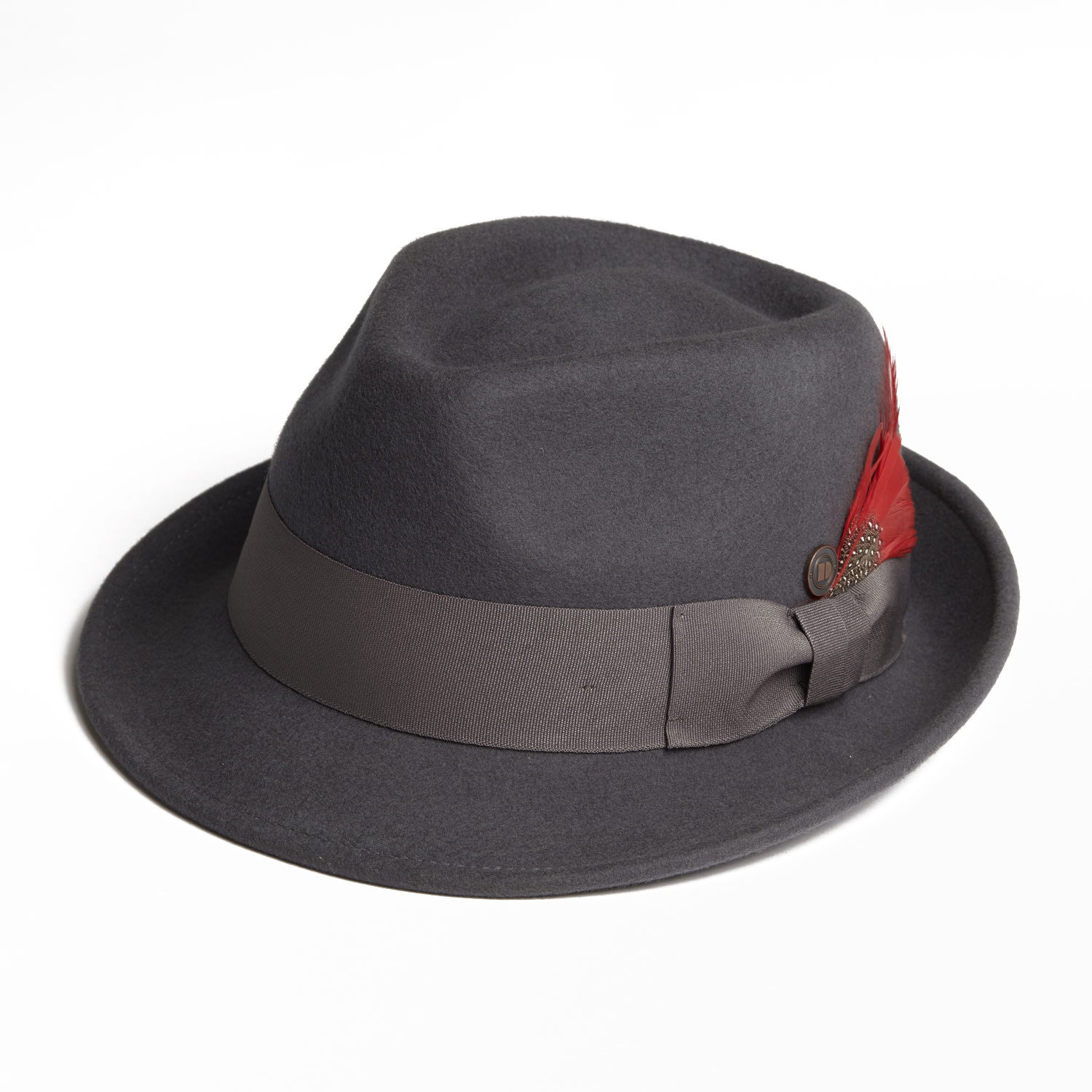 Dasmarca Hats Men's Darwin Grey Felt Trilby With Feather In Grey