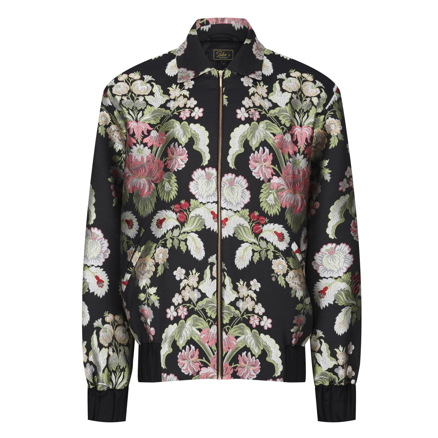 Isha's Timeless Women's Black Flora Heaven Bomber Jacket In Black