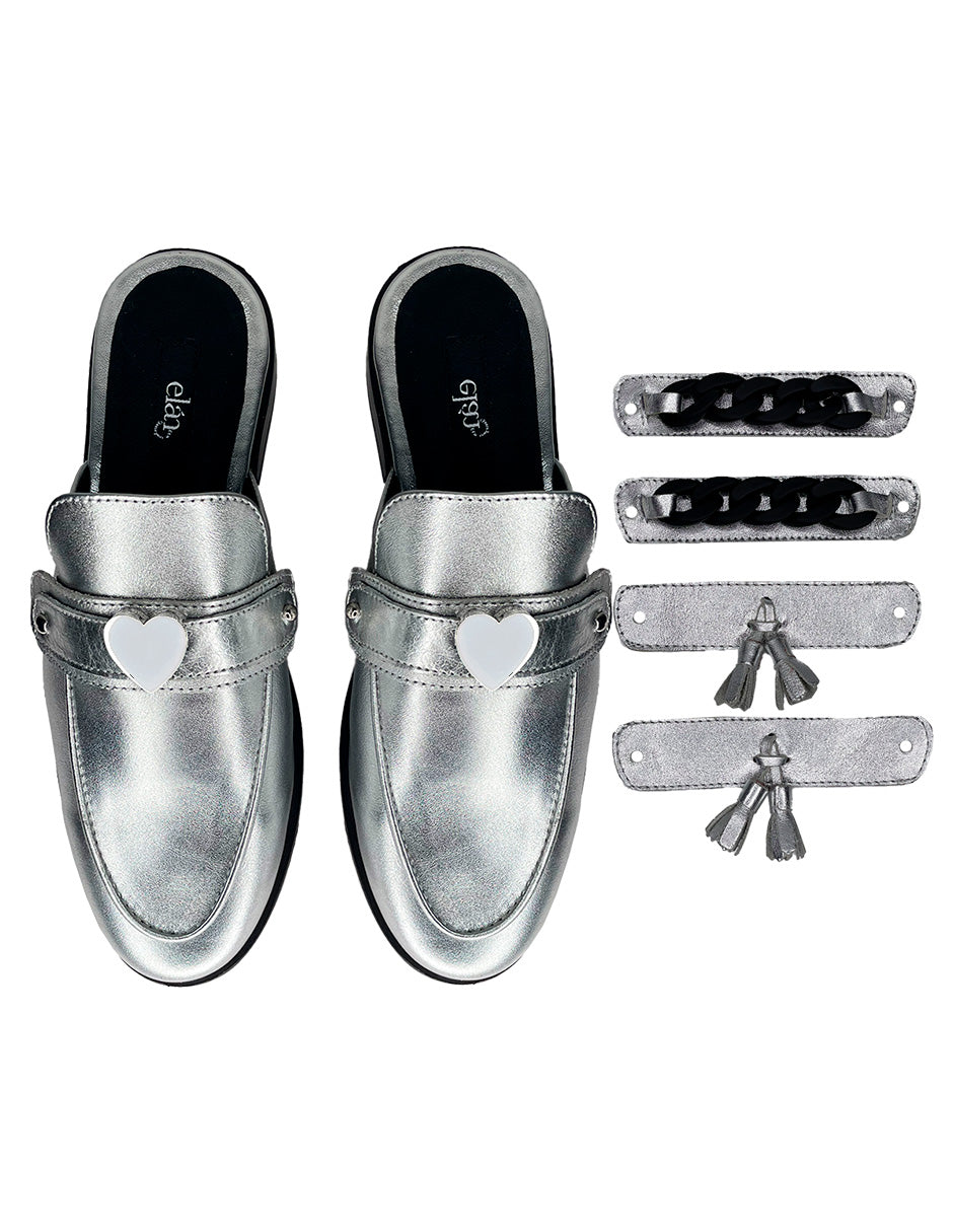 Women’s The Valentina Leather Mules- Three In One- Silver 4 Uk Elán Choose Your Way