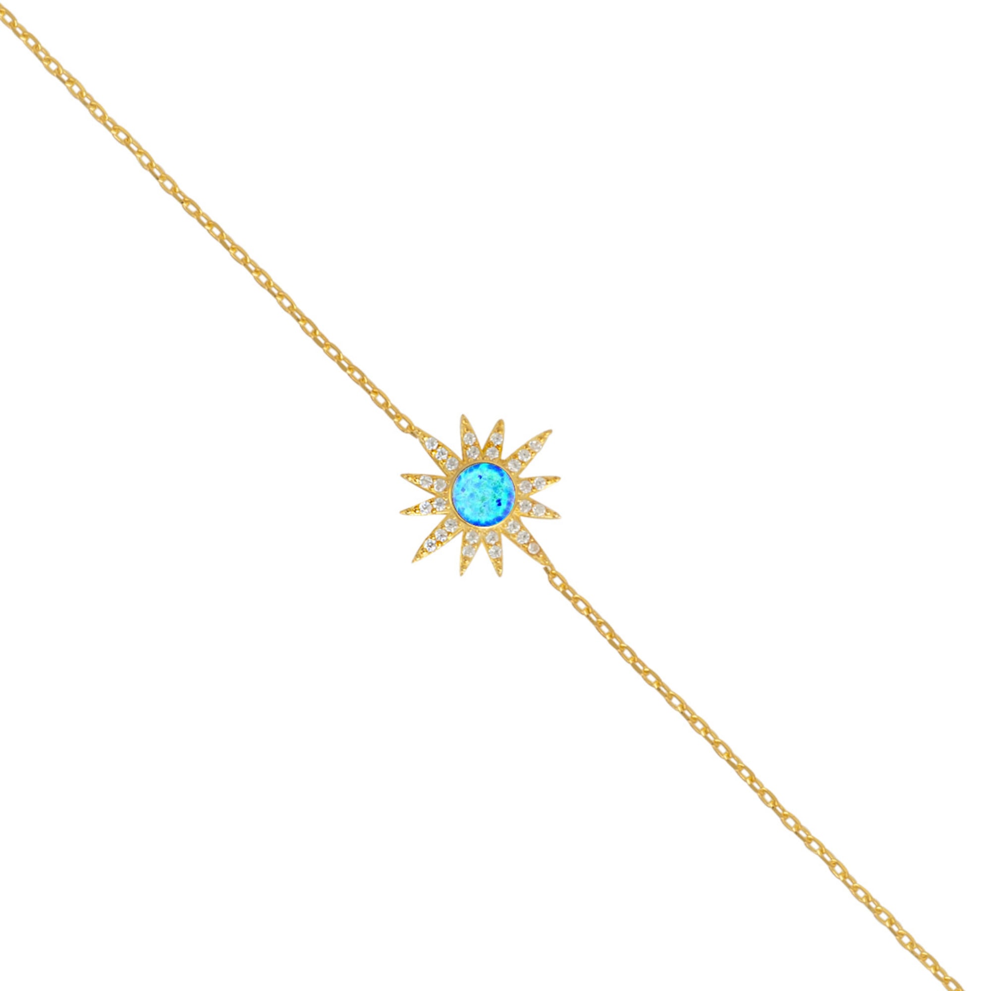 Women’s Blue Opal Sun Sterling Silver Bracelet - Gold Spero London