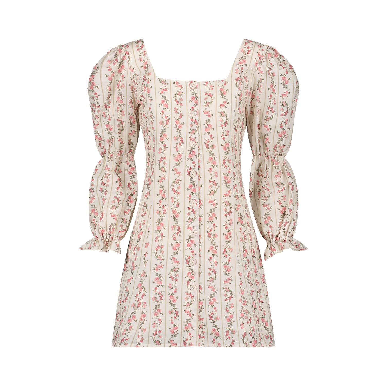 Palingénésie Women's White Sihua Floral Vintage Romantic Linen Dress In White