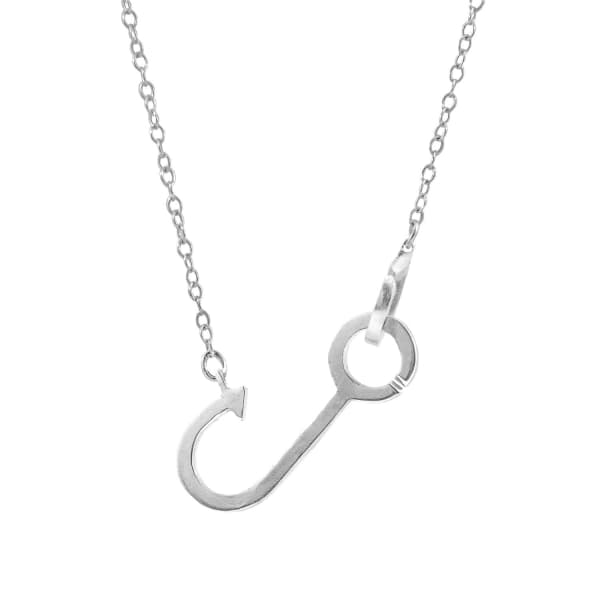 Anchor & Crew Fish Hook Link Paradise Silver Necklace Pendant In Silver