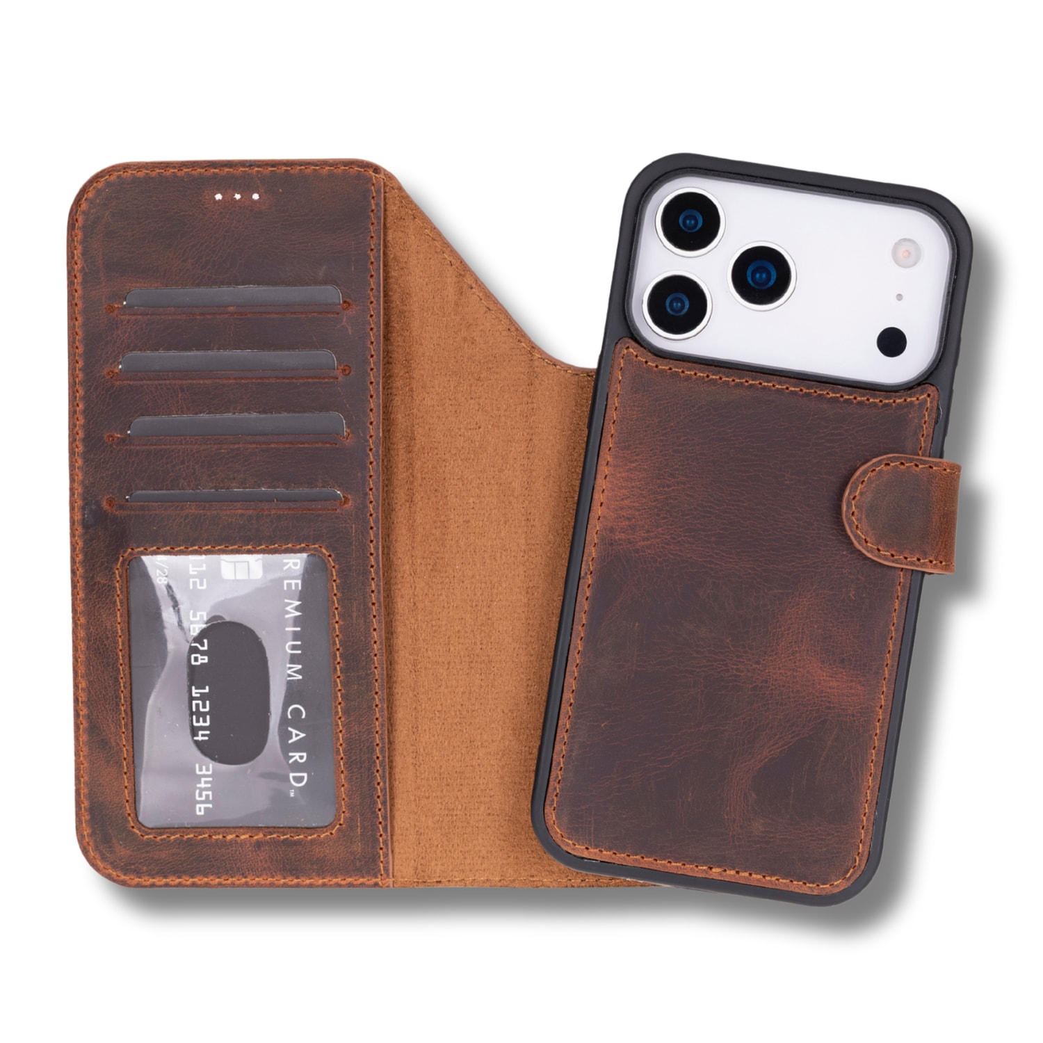 Leathere Leather Iphone Onyedi Pro Max Wallet Case – Brown - Austin