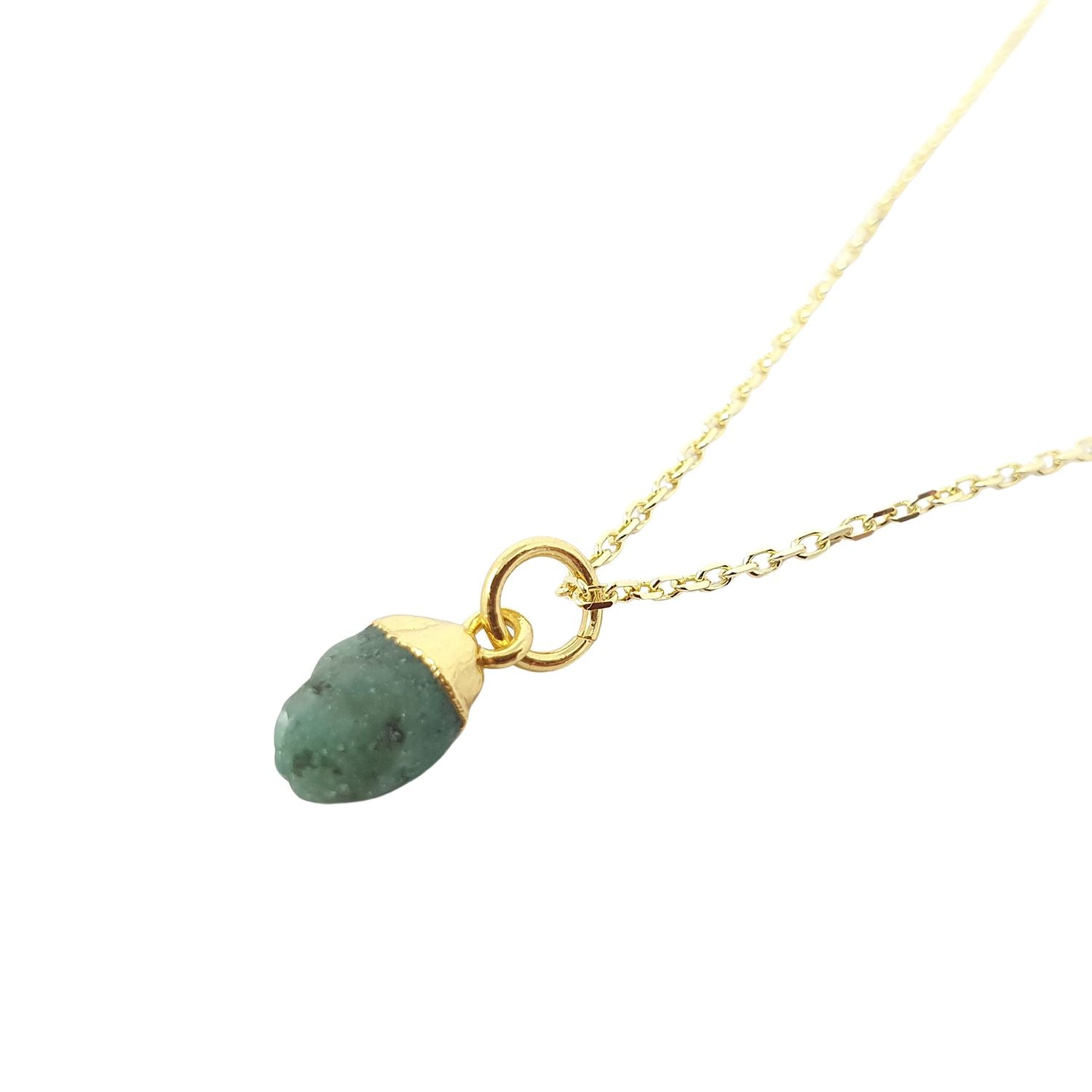 Women’s Green / Gold Raw Emerald Gold Plated May Birthstone Necklace Harfi