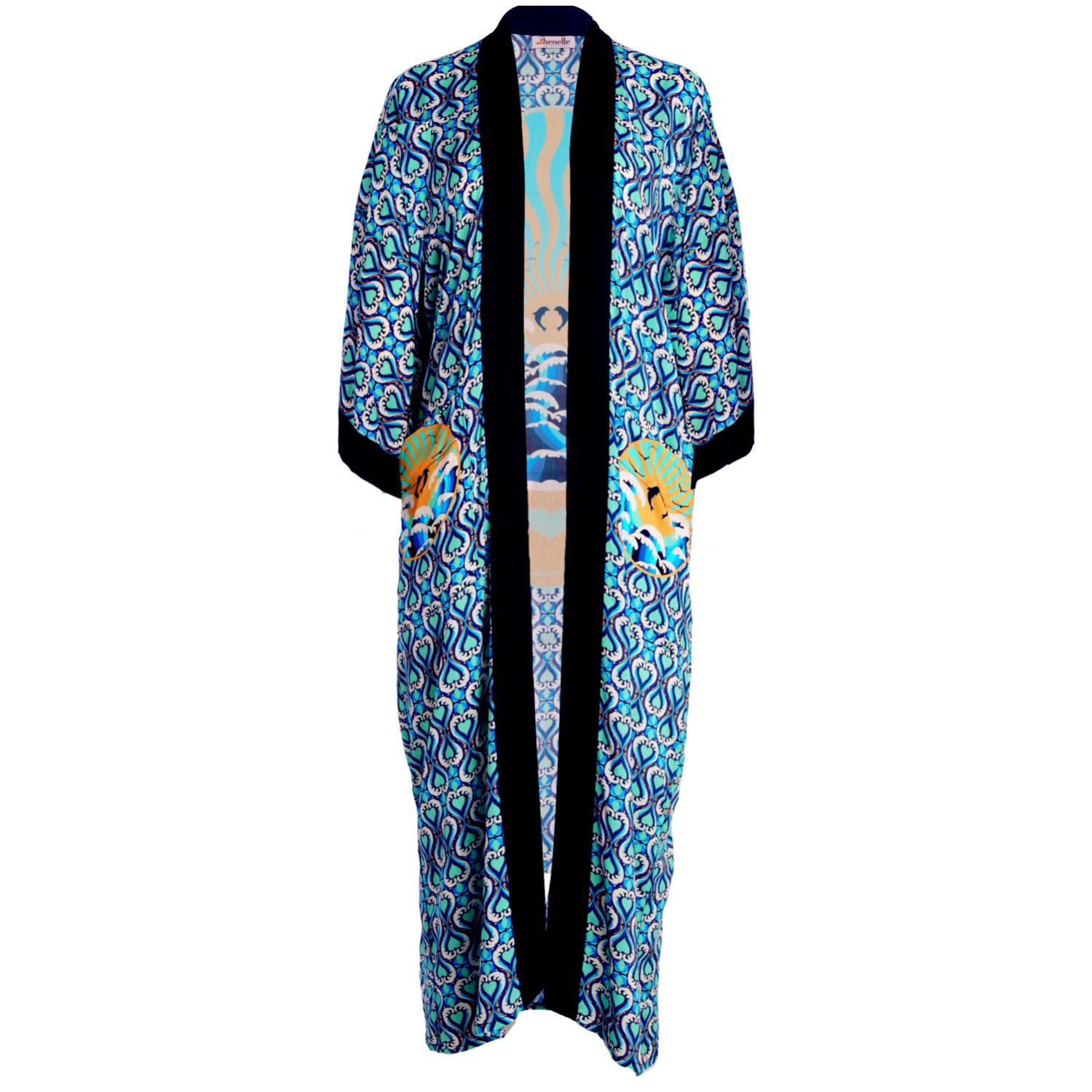 Women's Gold / Green / Blue Surfrider Kimono | Large | Henelle