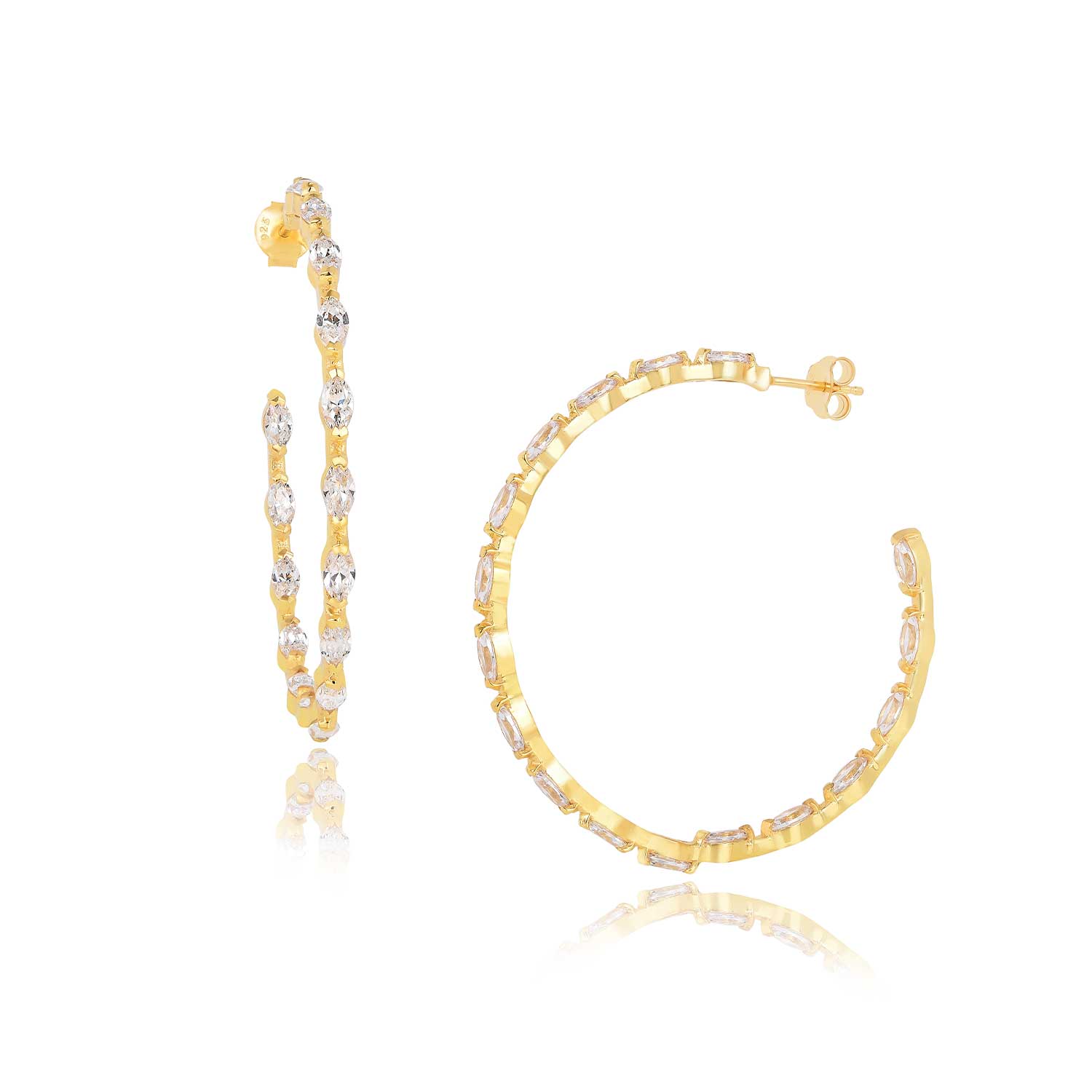 Moon London Women's Epic Sparkling Large Gold Vermeil Hoops In Gold