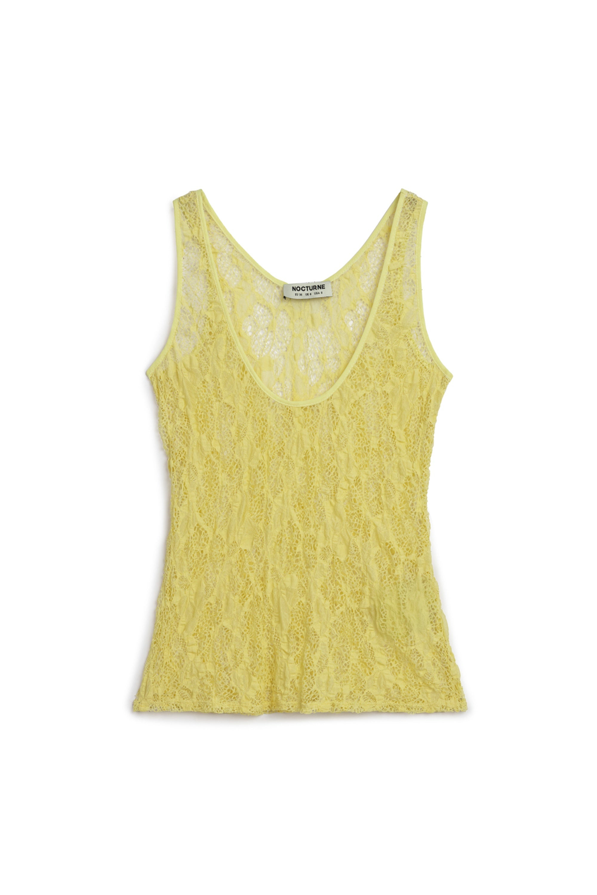 Nocturne Halter Neck Lace Blouse In Yellow/orange