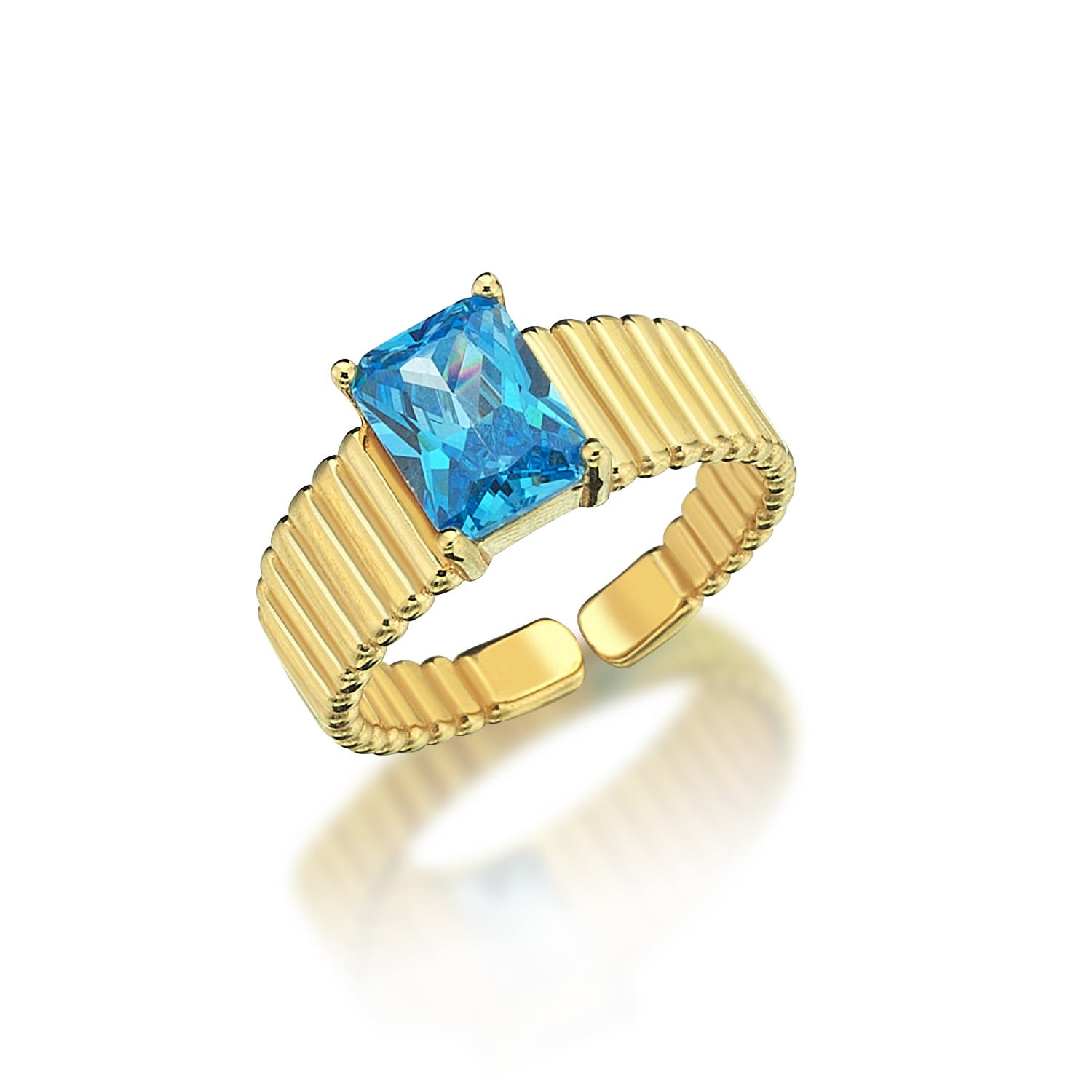 Women’s Blue Ruya Aquamarine Solitaire Ring In Sterling Silver With Gold Plated Odda75