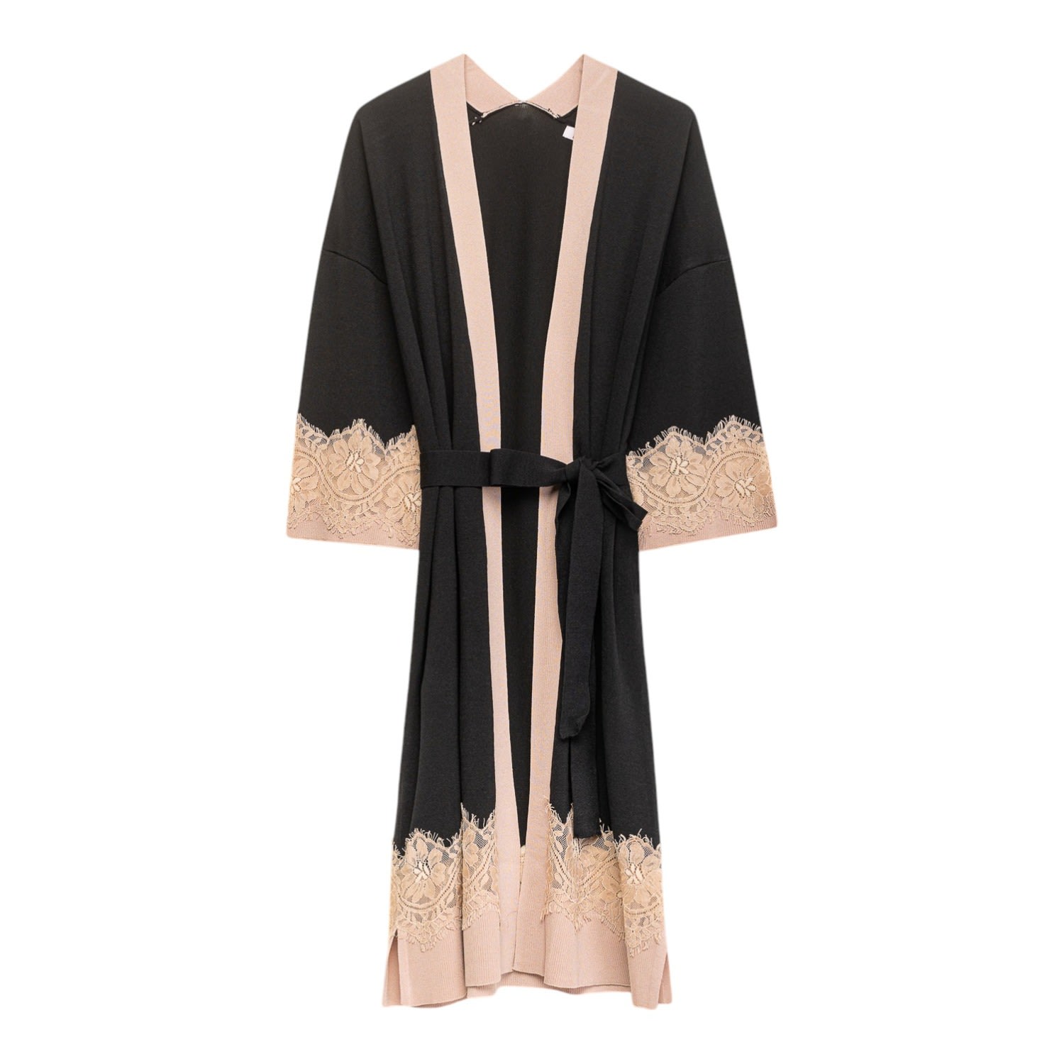 Niza Women's Black Long Lace Knit Jacket Zaira In Black