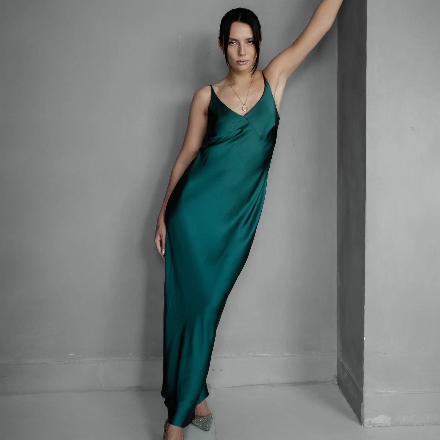 Emerald Mini Slip Dress