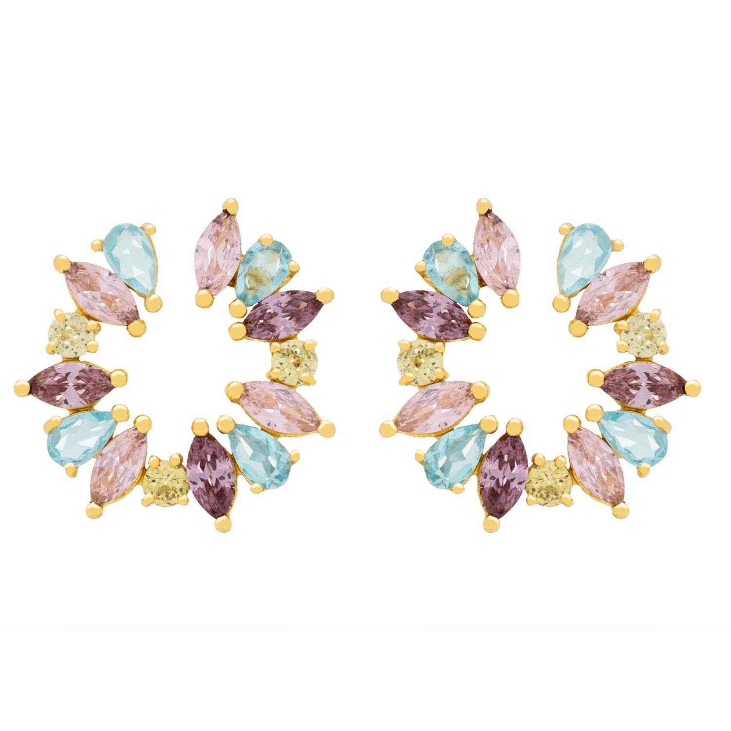 Lavani Jewels Women's Pink / Gold / Rose Gold Goldplated & Multicoloured Amal Earrings In Multi