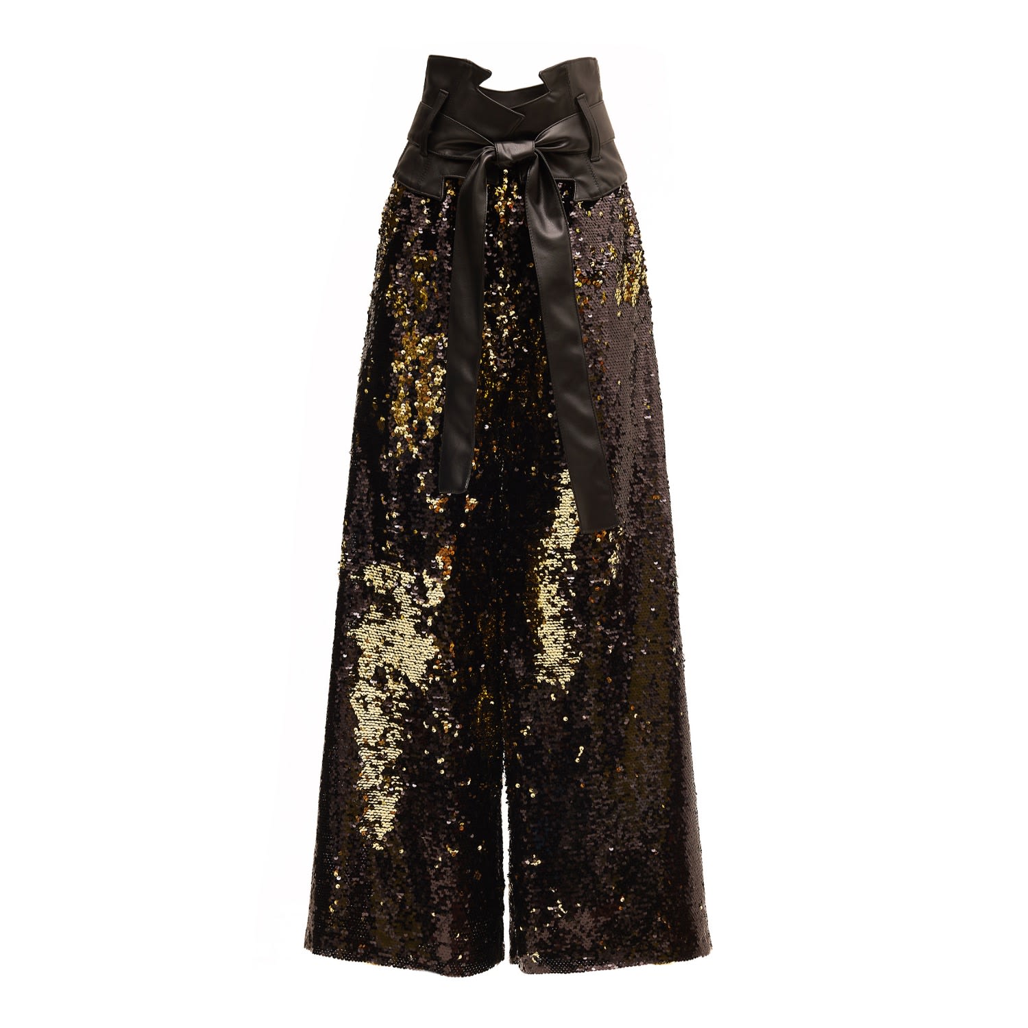 Women’s Gold / Black Palazzo Trousers With Double-Sided Sequins Black Gold XXL Julia Allert