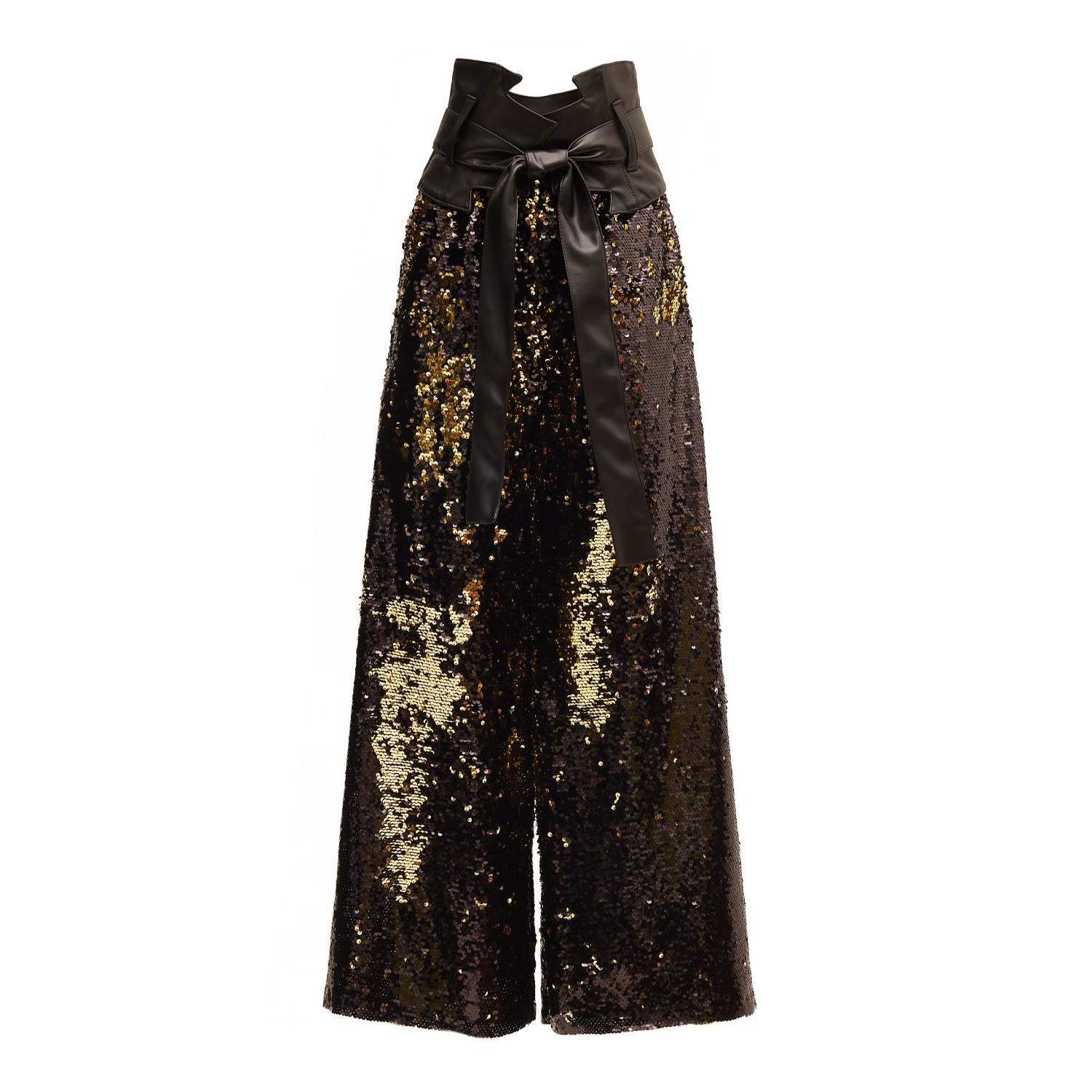 Julia Allert Women's Gold / Black Palazzo Trousers With Double-sided Sequins Black Gold In Gold/black