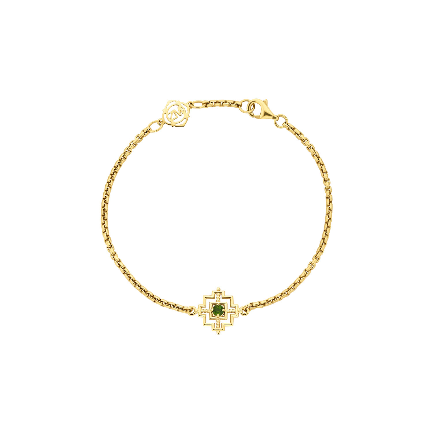 Zoe And Morgan Women's Gold / Green Centred Bracelet Gold Chrome Diopside
