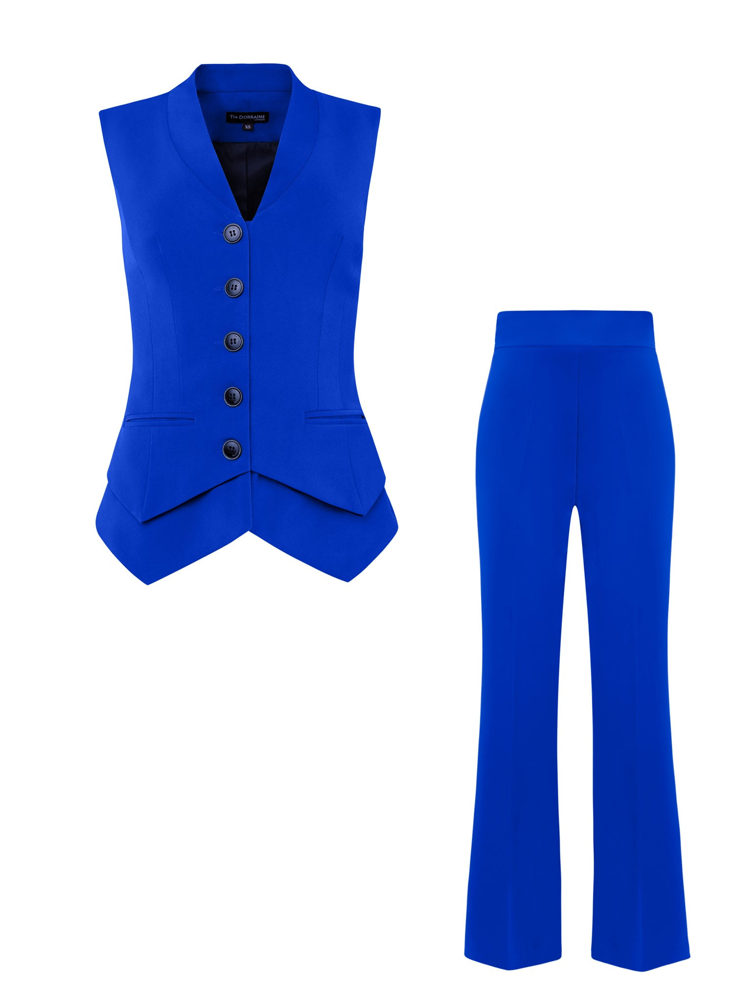 Tia Dorraine Fitted Waistcoat & Trousers Set - Azure Blue In Blue