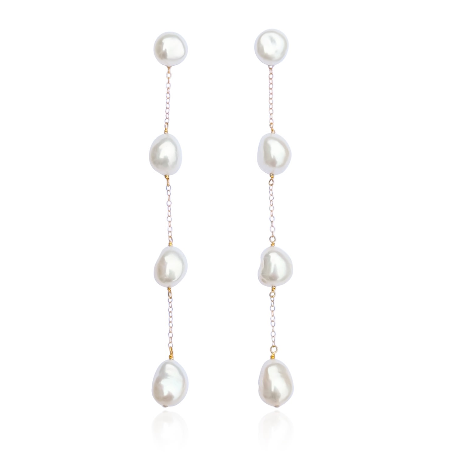 Women’s Frankie Long Pearl Drop Gold Filled Earrings Kiri & Belle