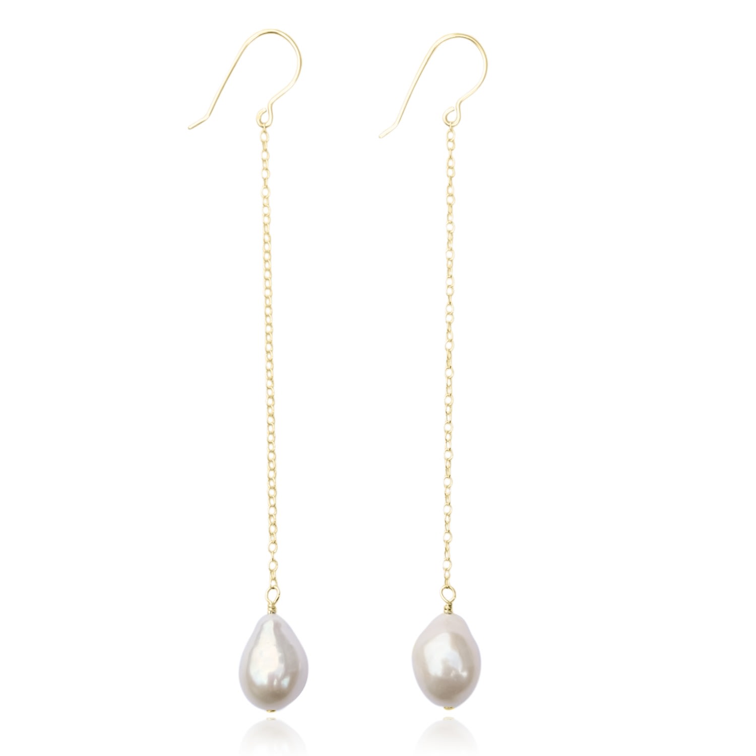 Women’s Alina Long Chain Pearl Gold Filled Earrings Kiri & Belle