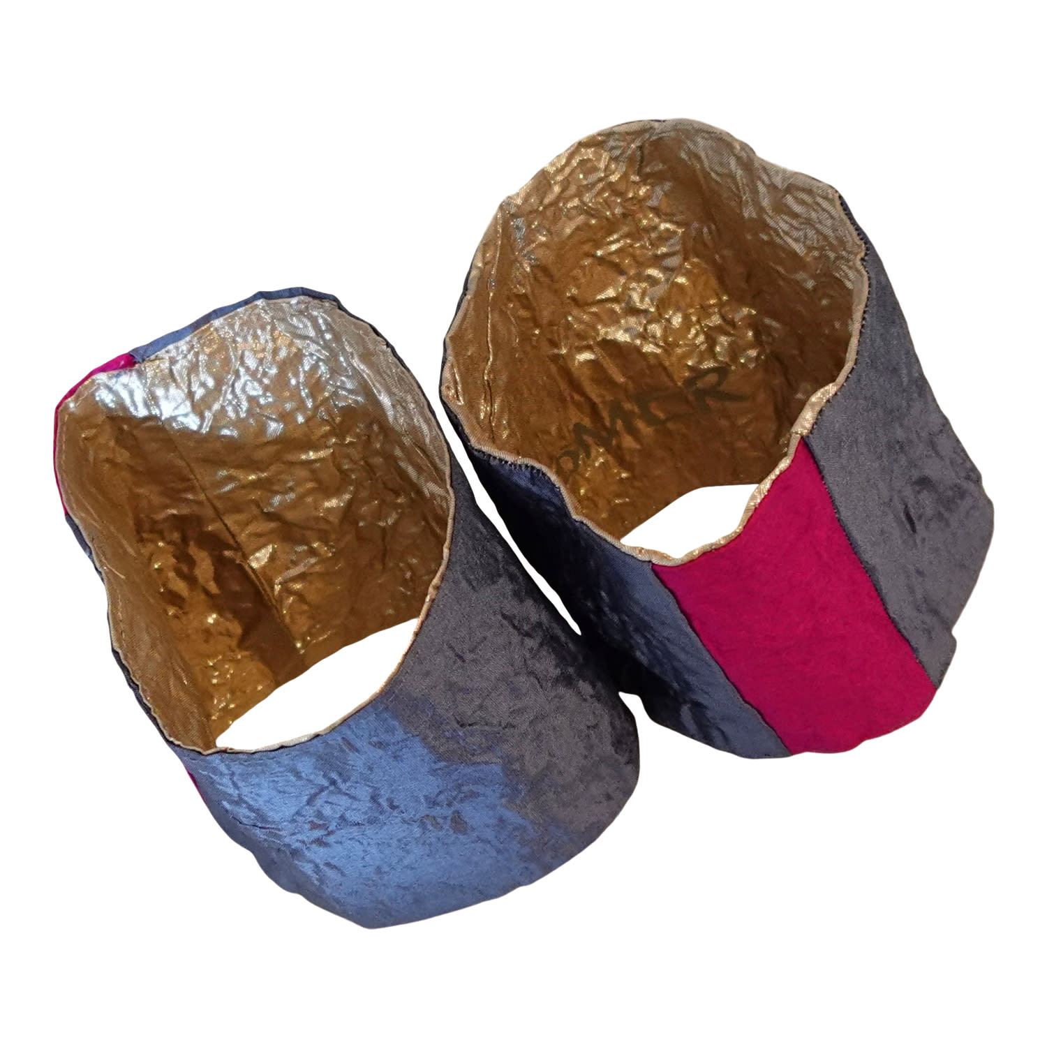 Romer Millinery Women's Blue / Pink Morphy Moldable Wrist Cuff/ Arm Band Blue & Hot Pink Set Of Two In Multi