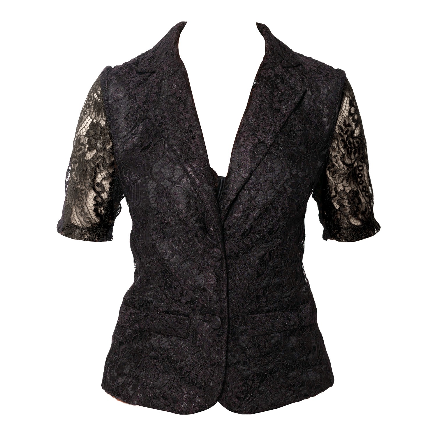 Women’s Black Jacket Made Of Lace On A Satin Base Xxxs Maison Bogomil